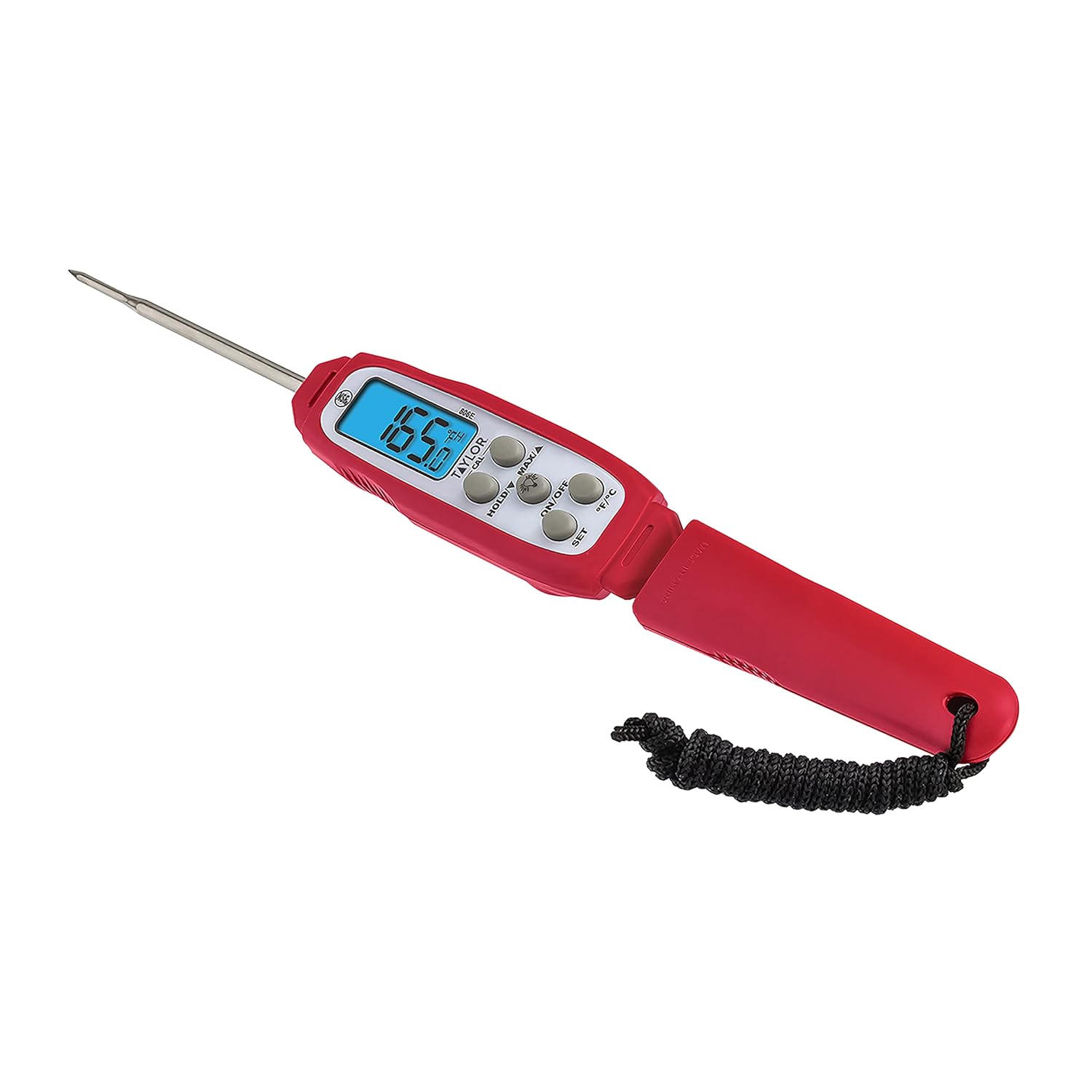 Digital Waterproof Thermometer with Bright Blue Backlight for Kitchen, Meat, Food, Grilling, BBQ Cooking, Red, Standard (806GW)