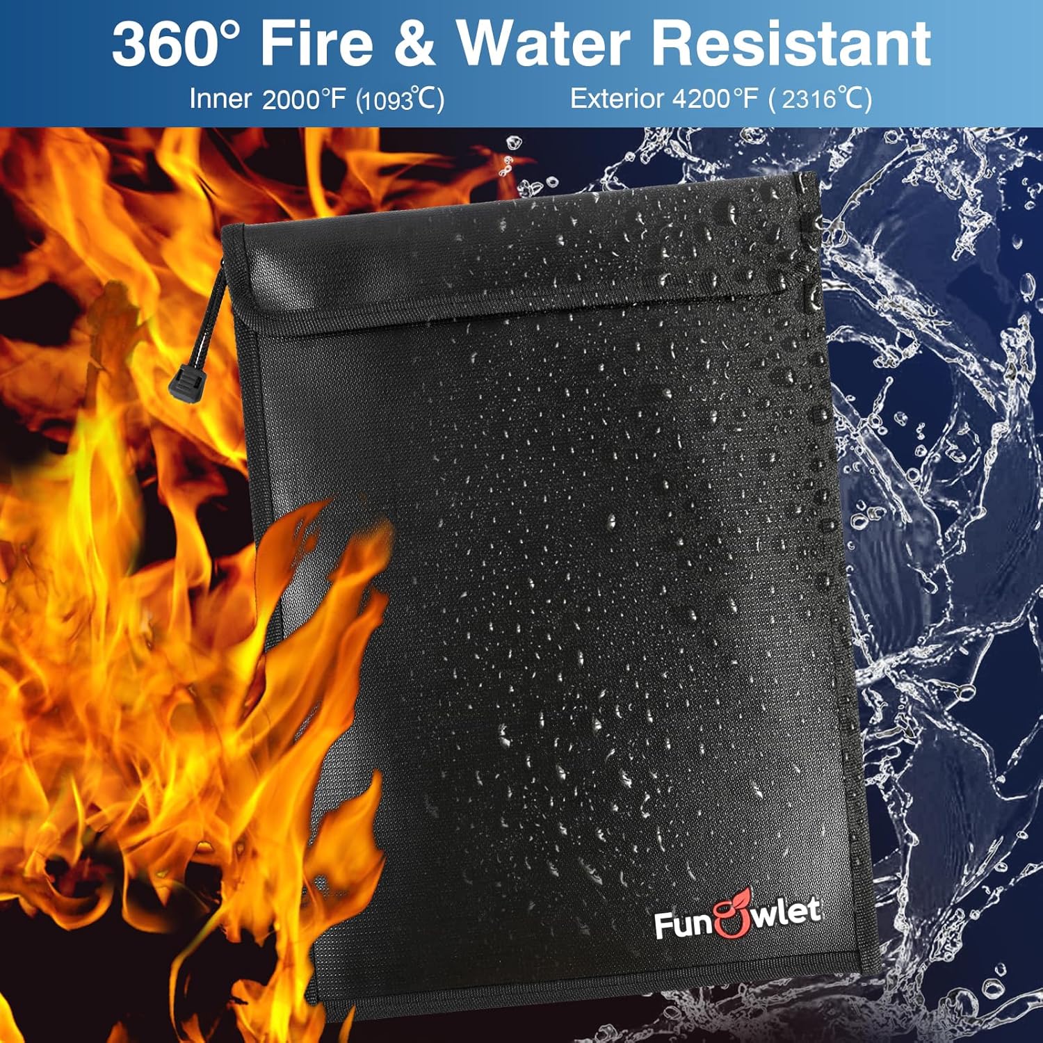 3 Piece Fireproof Waterproof Money File Pouch