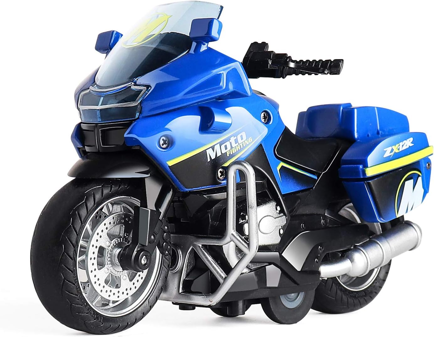 Blue Police Motorcycle with Sound and Light