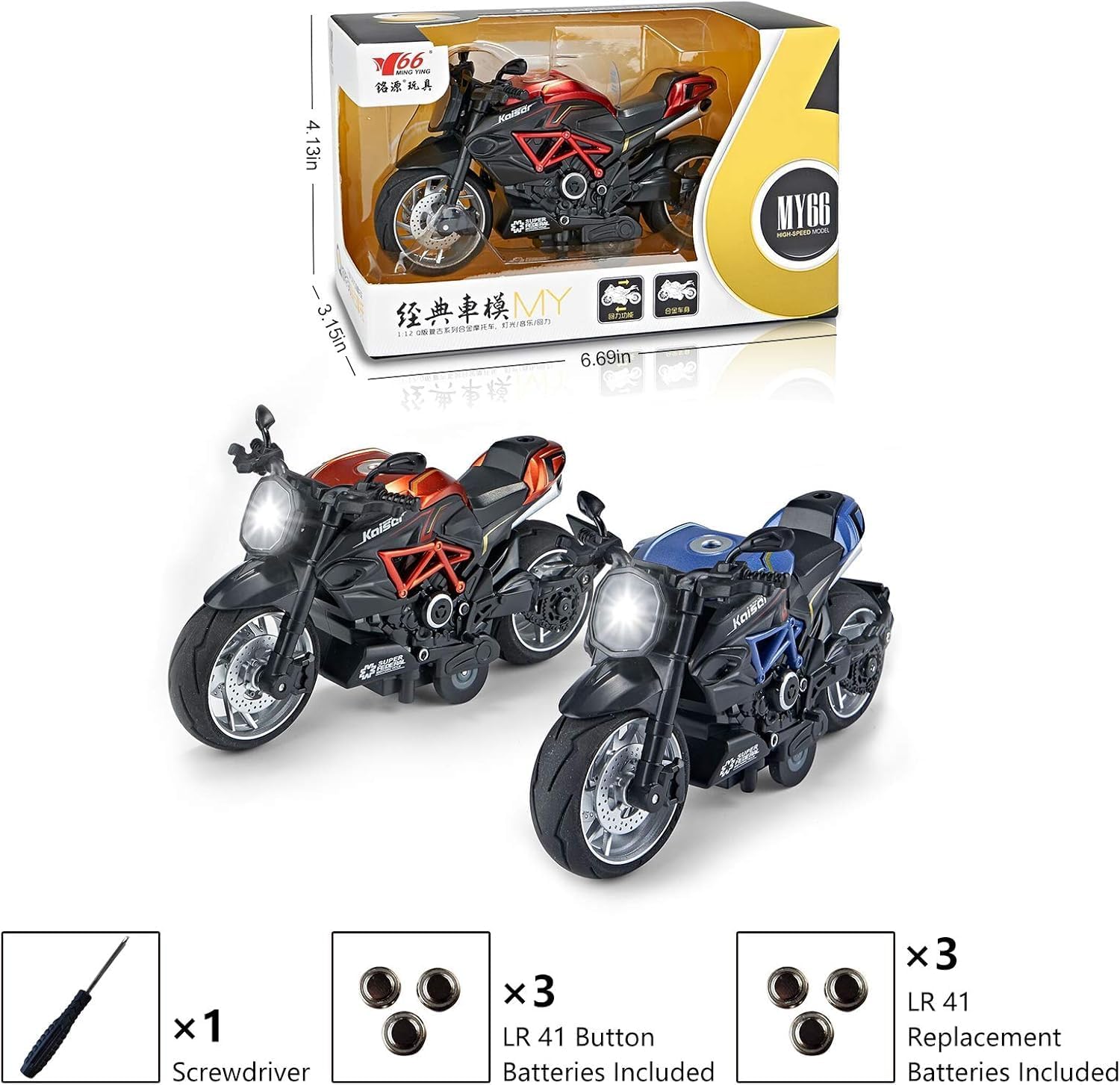 Blue Motorcycle Toys with Sounds and Lights for Boys 3-12 Years
