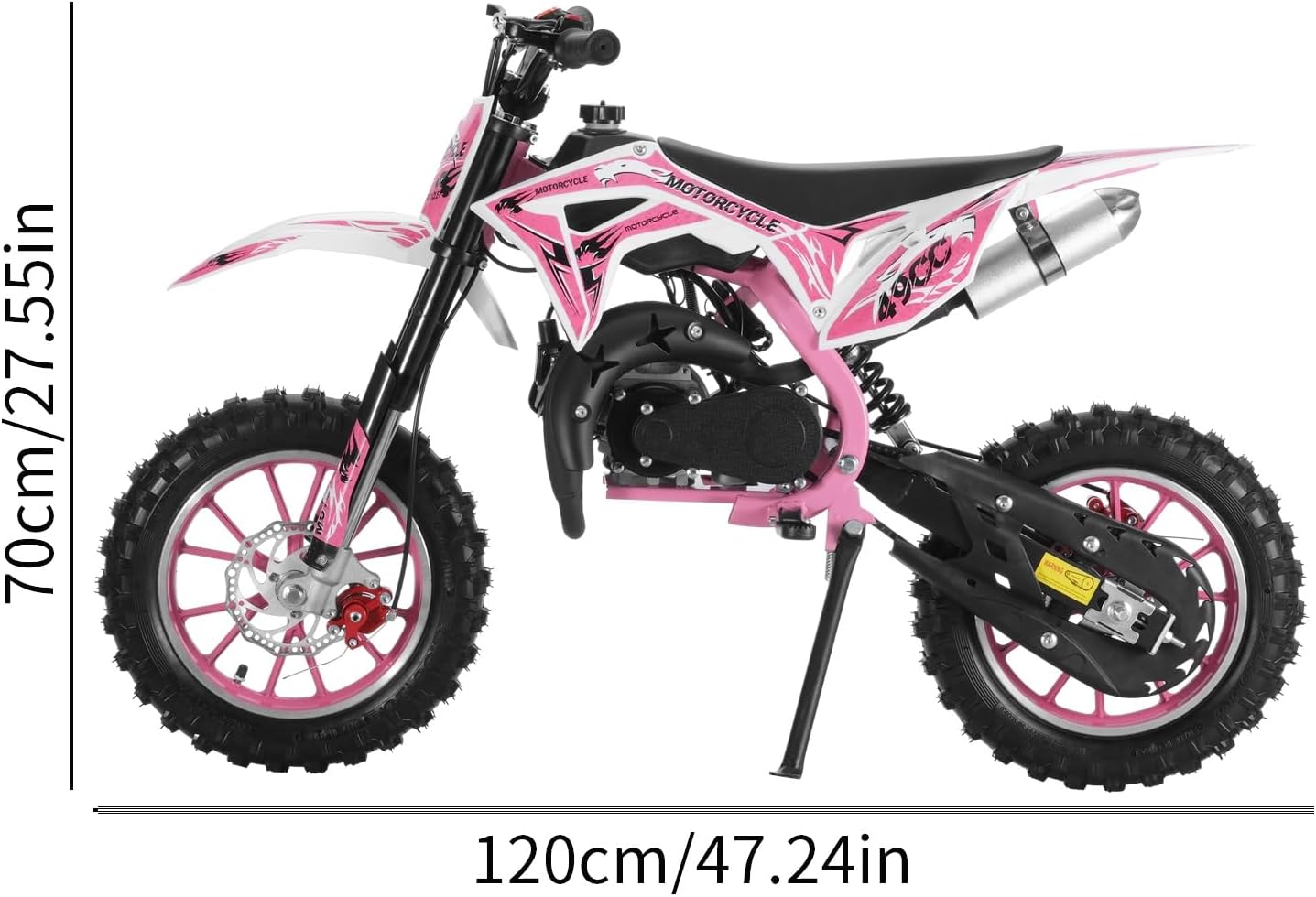 Kids Dirt Bike, 49cc Gas, 2 Stroke, Off Road, Pink