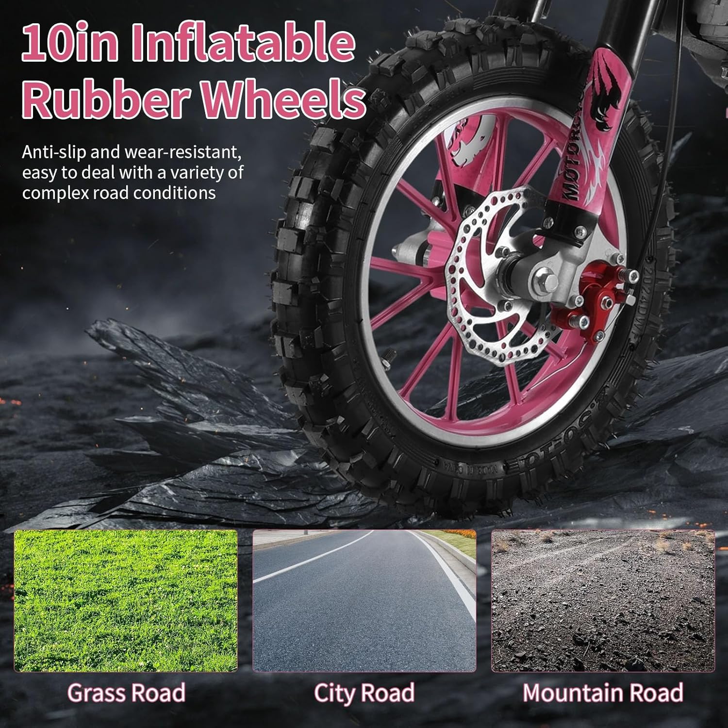 Kids Dirt Bike, 49cc Gas, 2 Stroke, Off Road, Pink