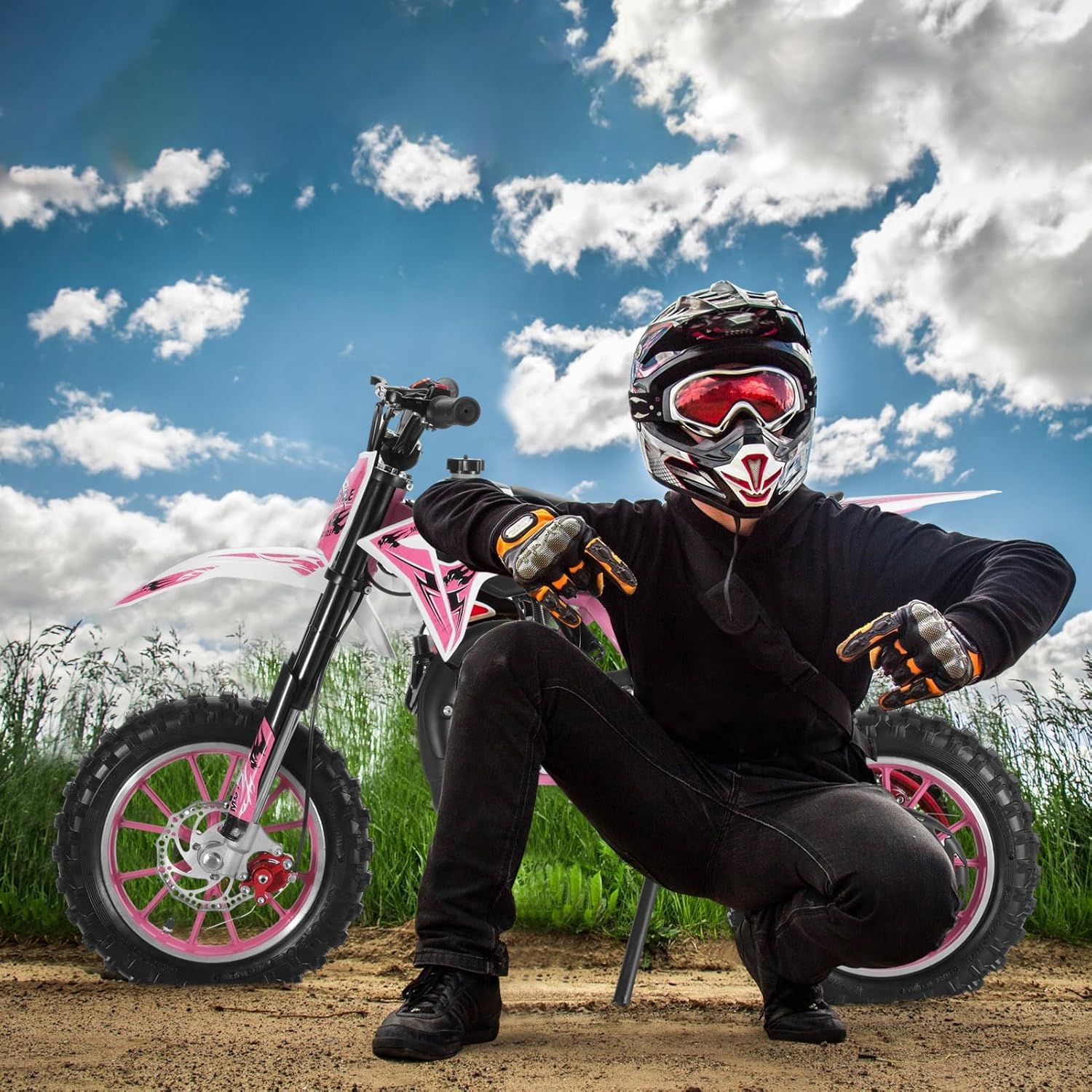 Kids Dirt Bike, 49cc Gas, 2 Stroke, Off Road, Pink