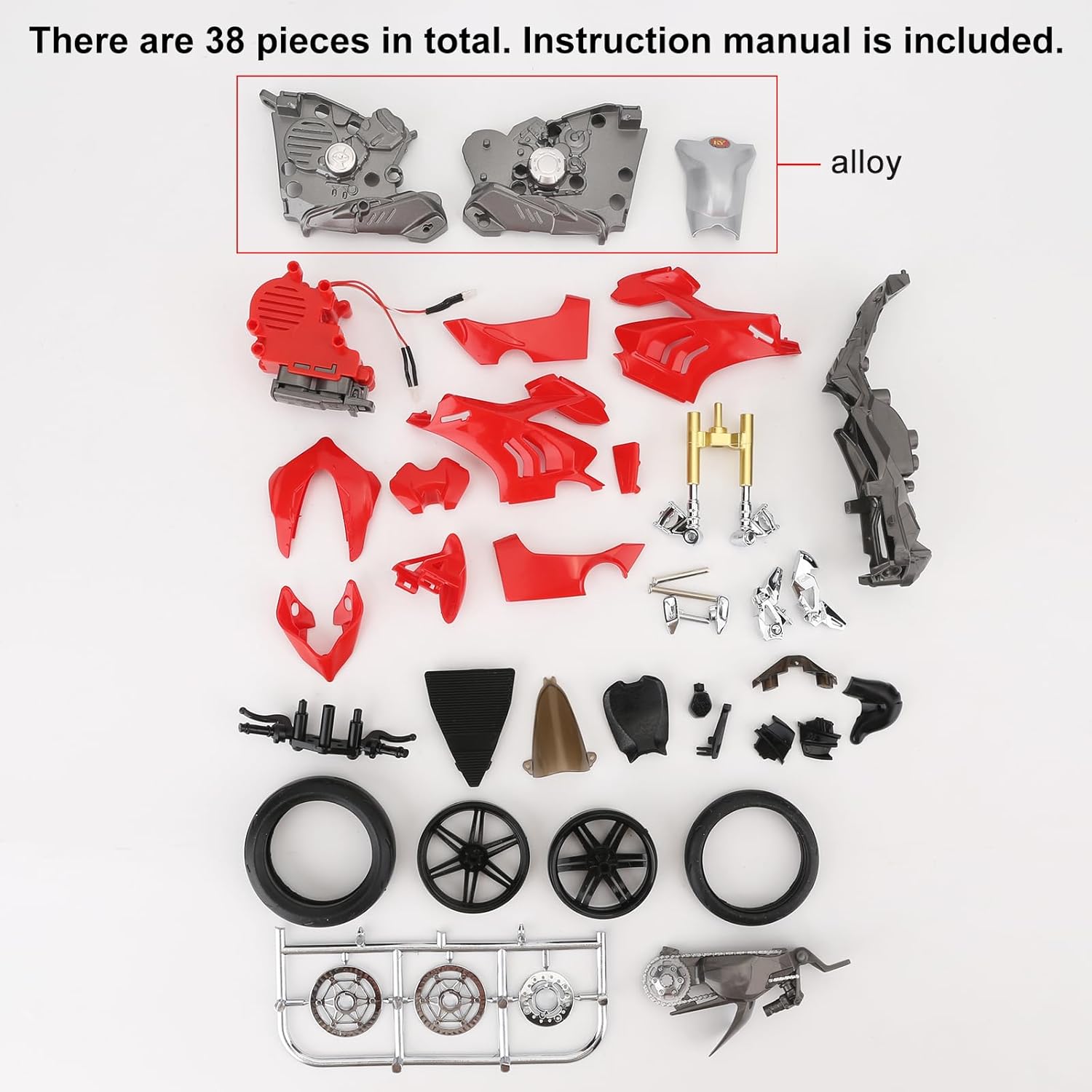 1:12 Ducati Take Apart Motorcycle Toys, Red