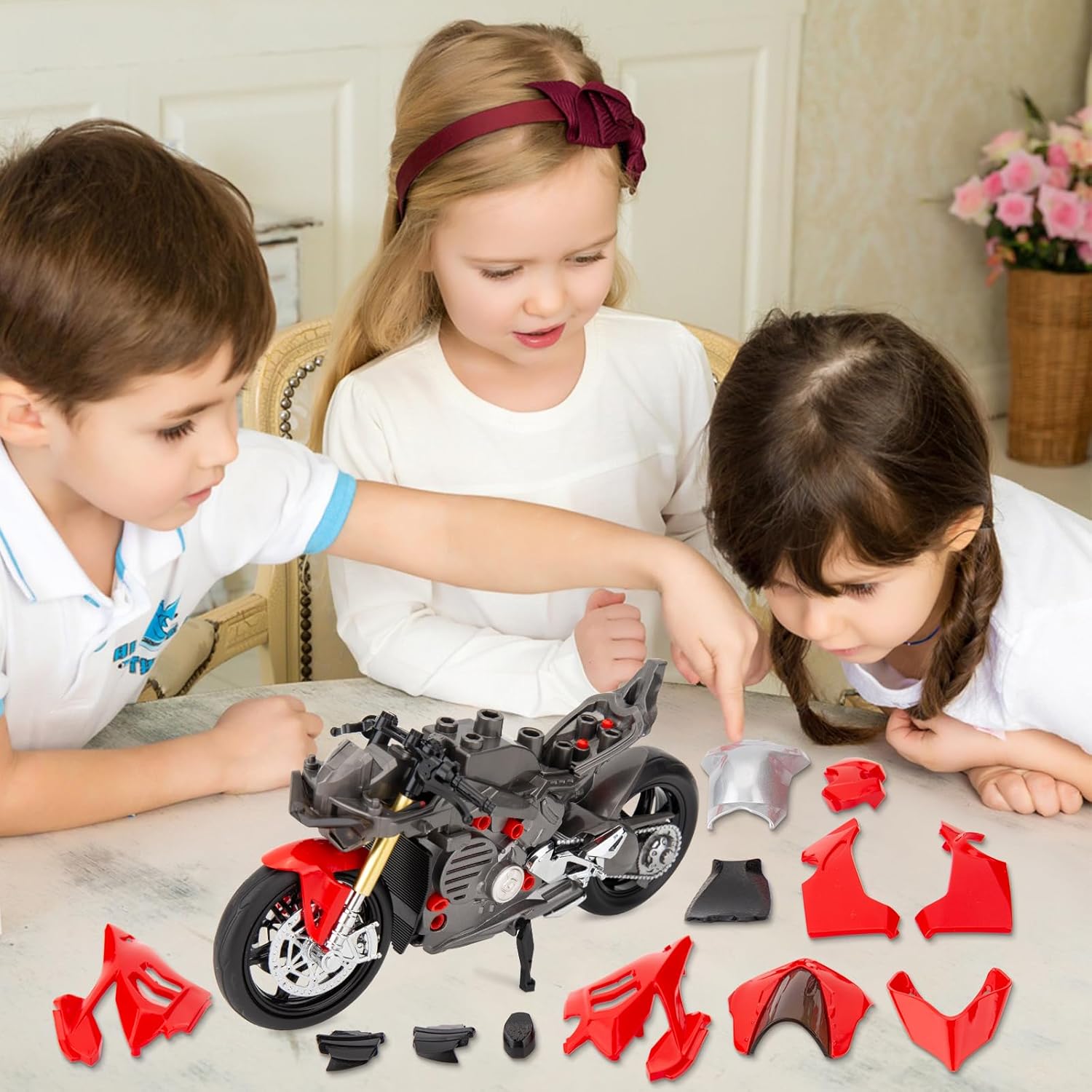 1:12 Ducati Take Apart Motorcycle Toys, Red