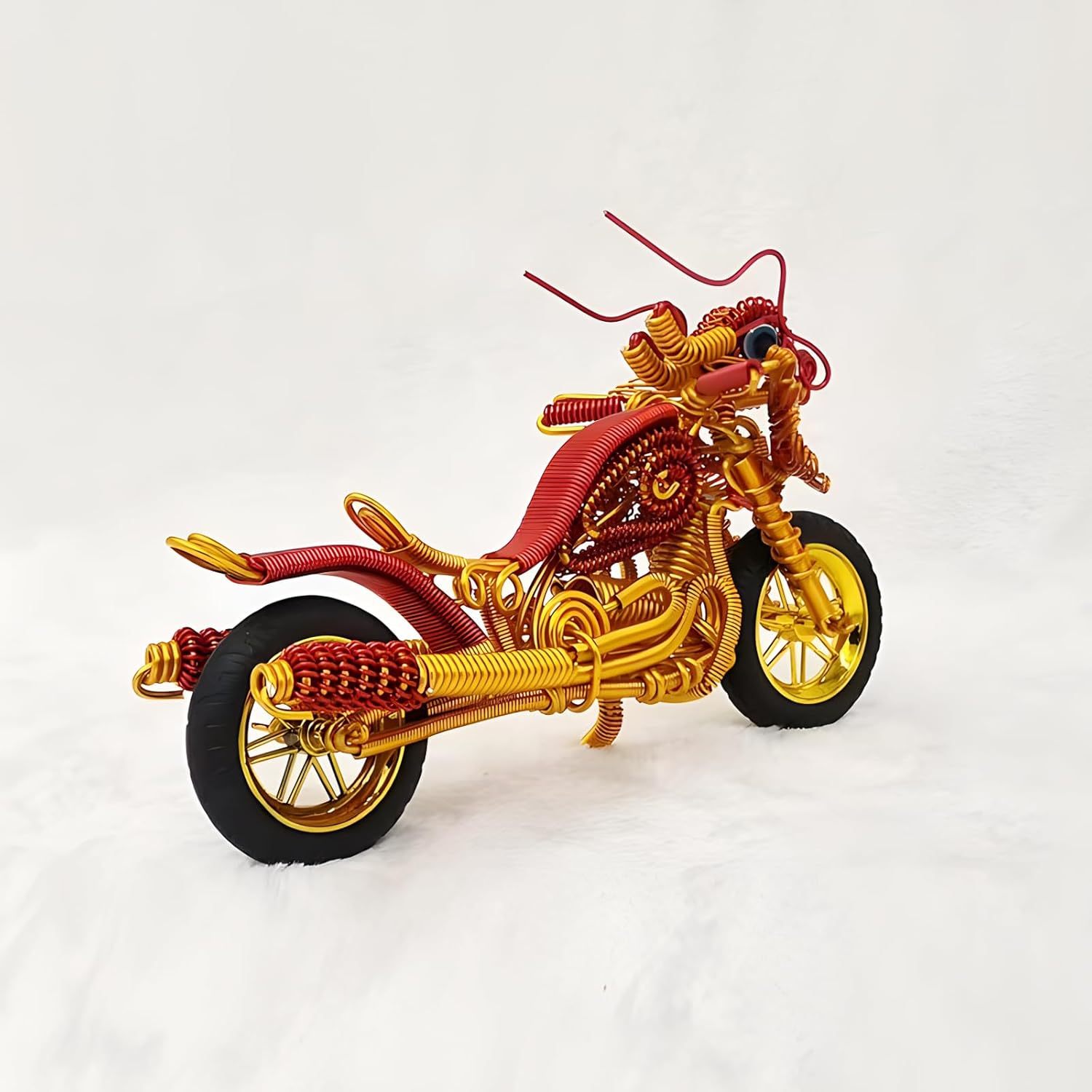 3744312Fimage_3.jpg Handmade Aluminum Wire Motorcycle Model, Red and Yellow