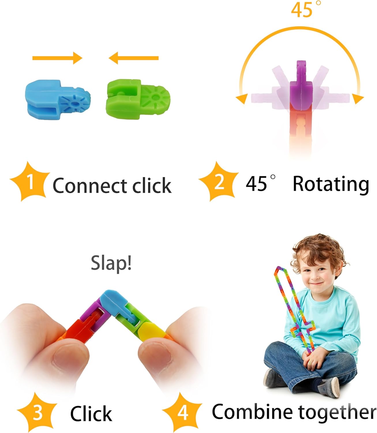 30 Pack Fidget Toy, Quirky Track Snap and Click