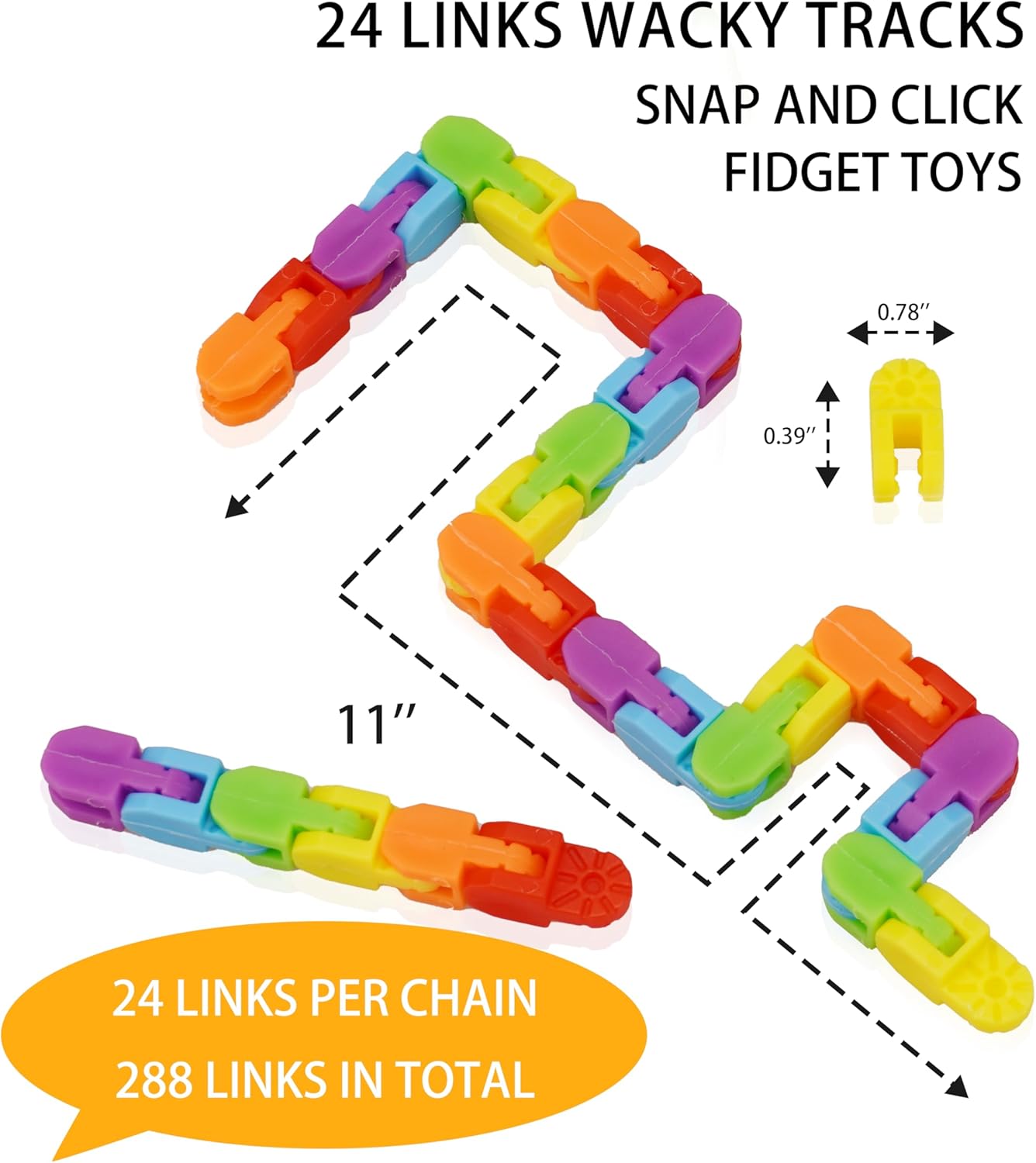 30 Pack Fidget Toy, Quirky Track Snap and Click