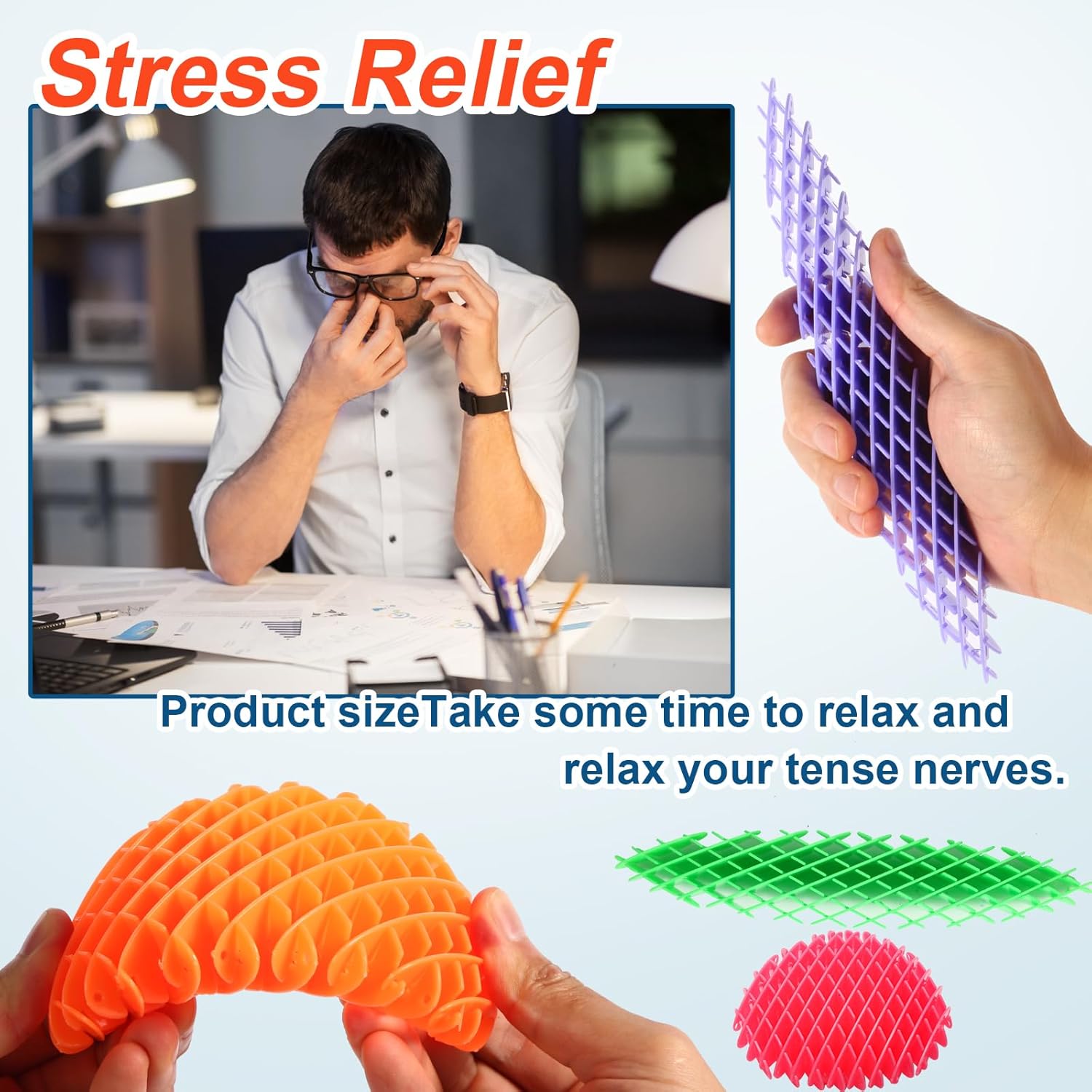 5 Pack Mini Stress Relief Worm Toys