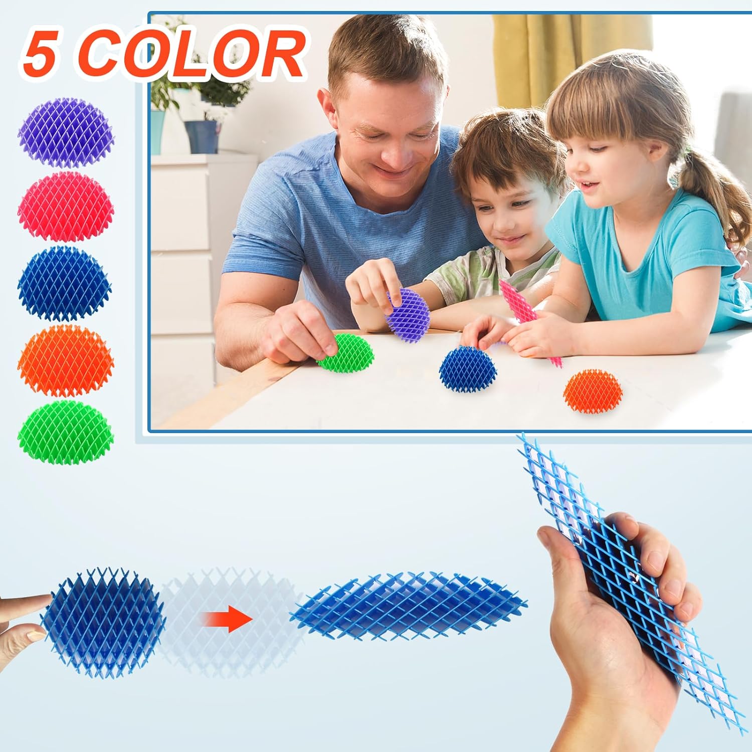 5 Pack Mini Stress Relief Worm Toys