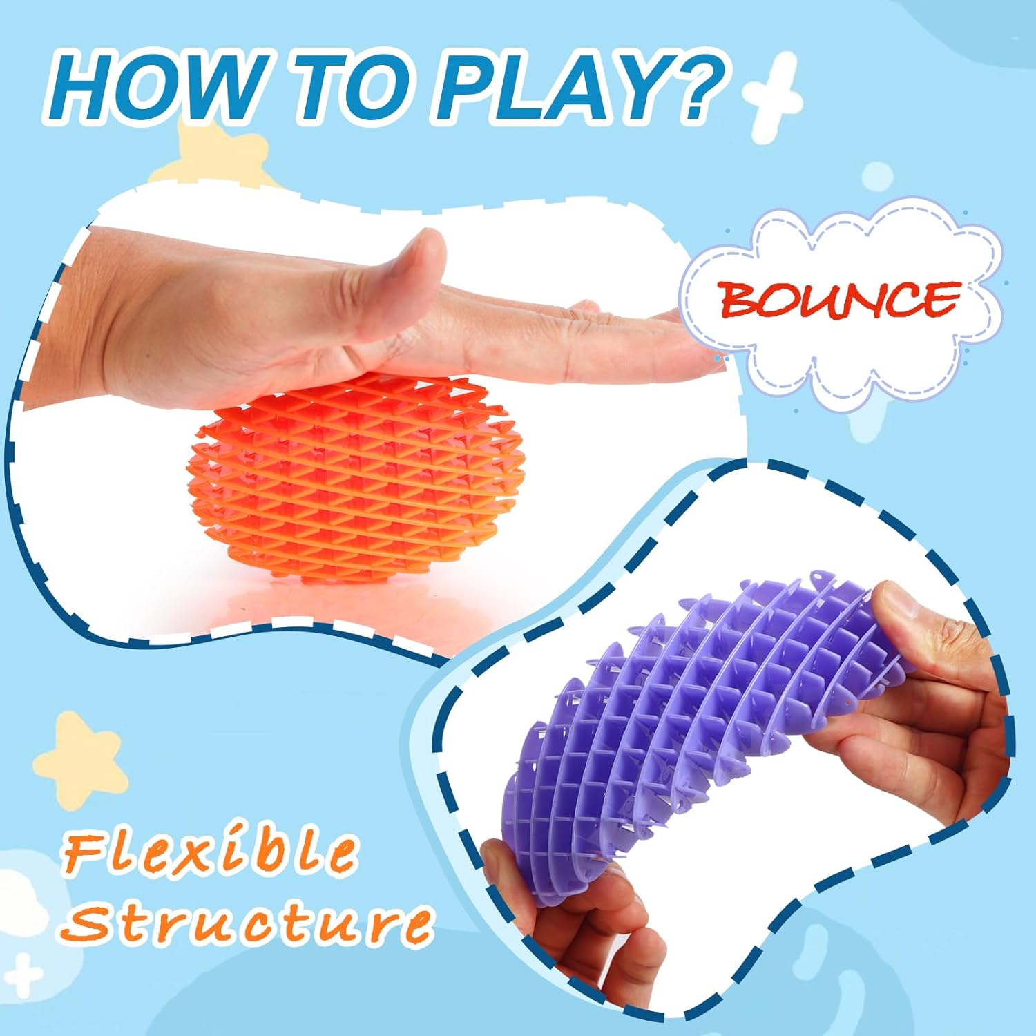 5 Pack Mini Stress Relief Worm Toys