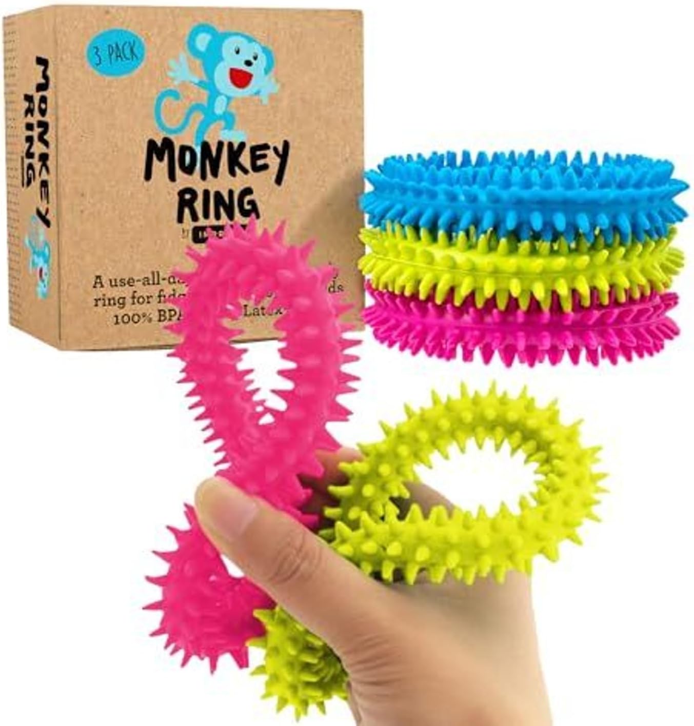 3 Pack Spiked Sensory Rings, Fidget Bracelet