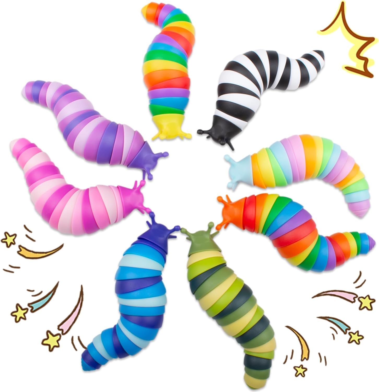 8 Pack Fidget Toys Slug, Anxiety Sensory Toys