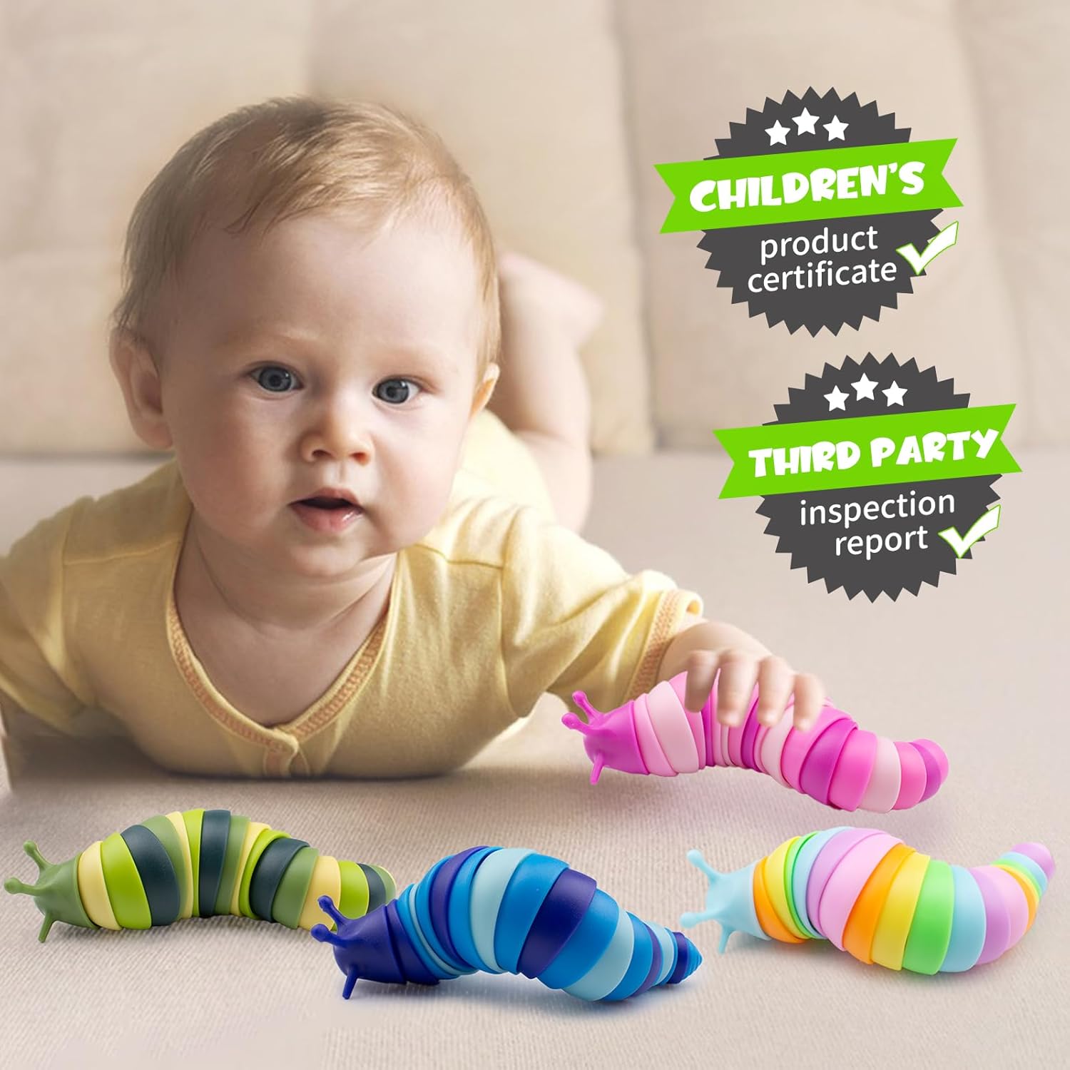 8 Pack Fidget Toys Slug, Anxiety Sensory Toys