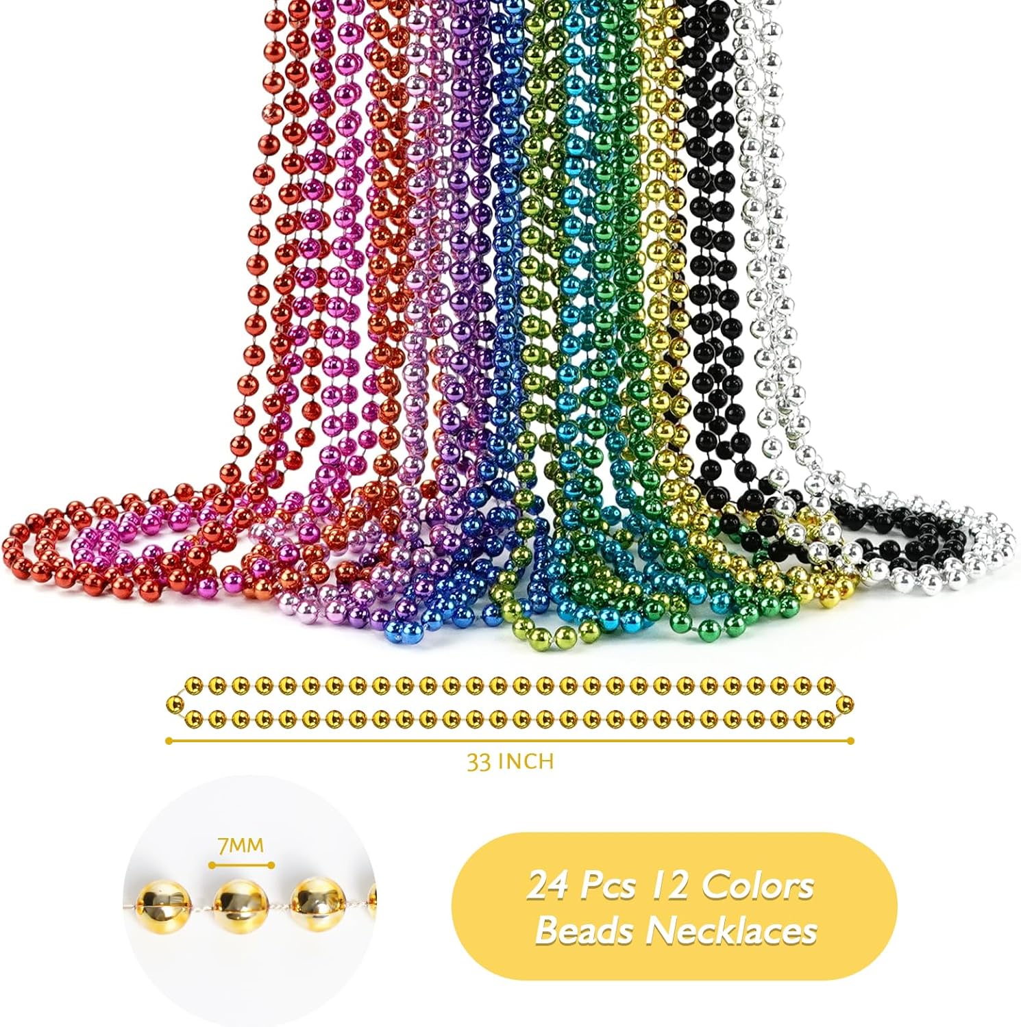 24 Pieces Mardi Gras Beaded Necklaces