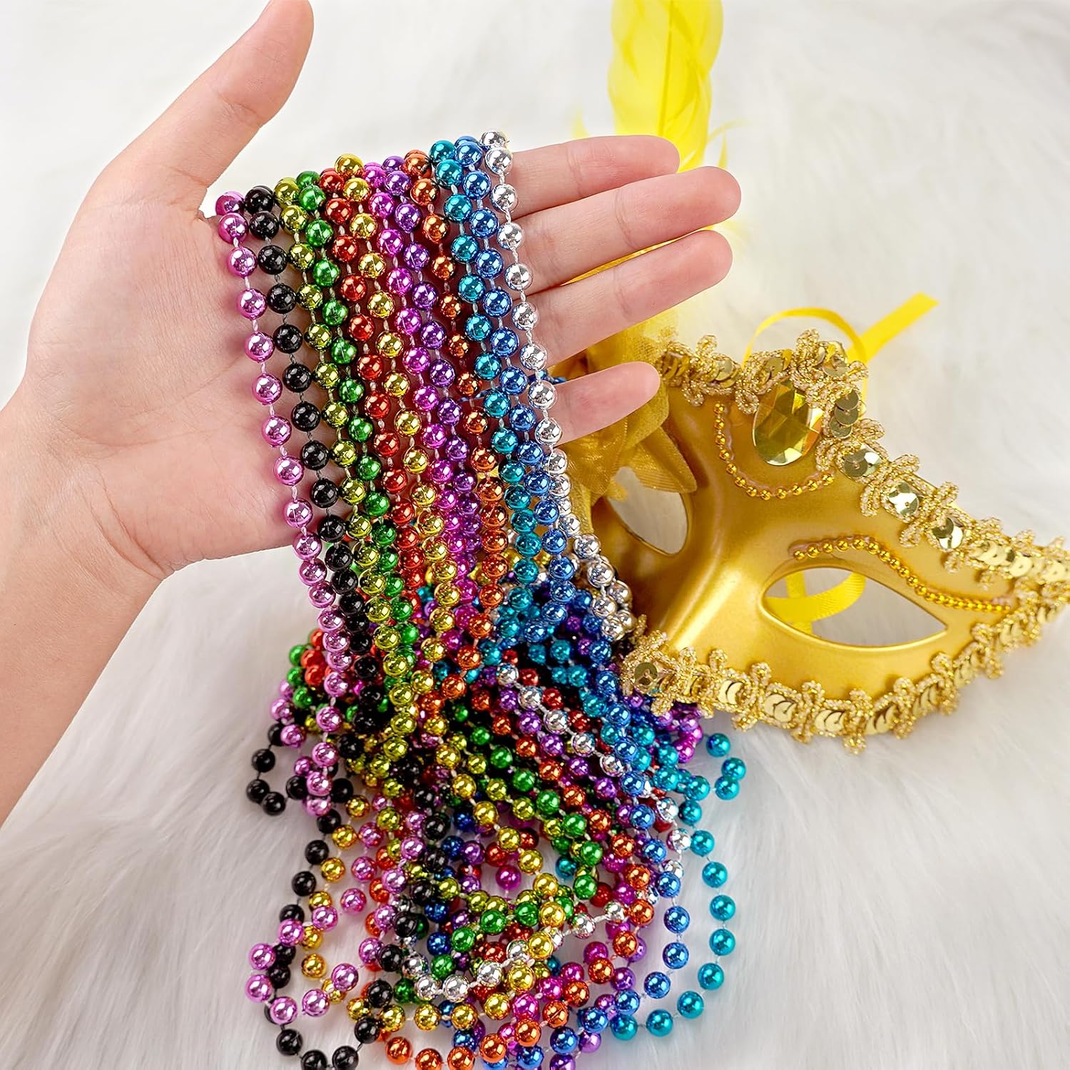 24 Pieces Mardi Gras Beaded Necklaces