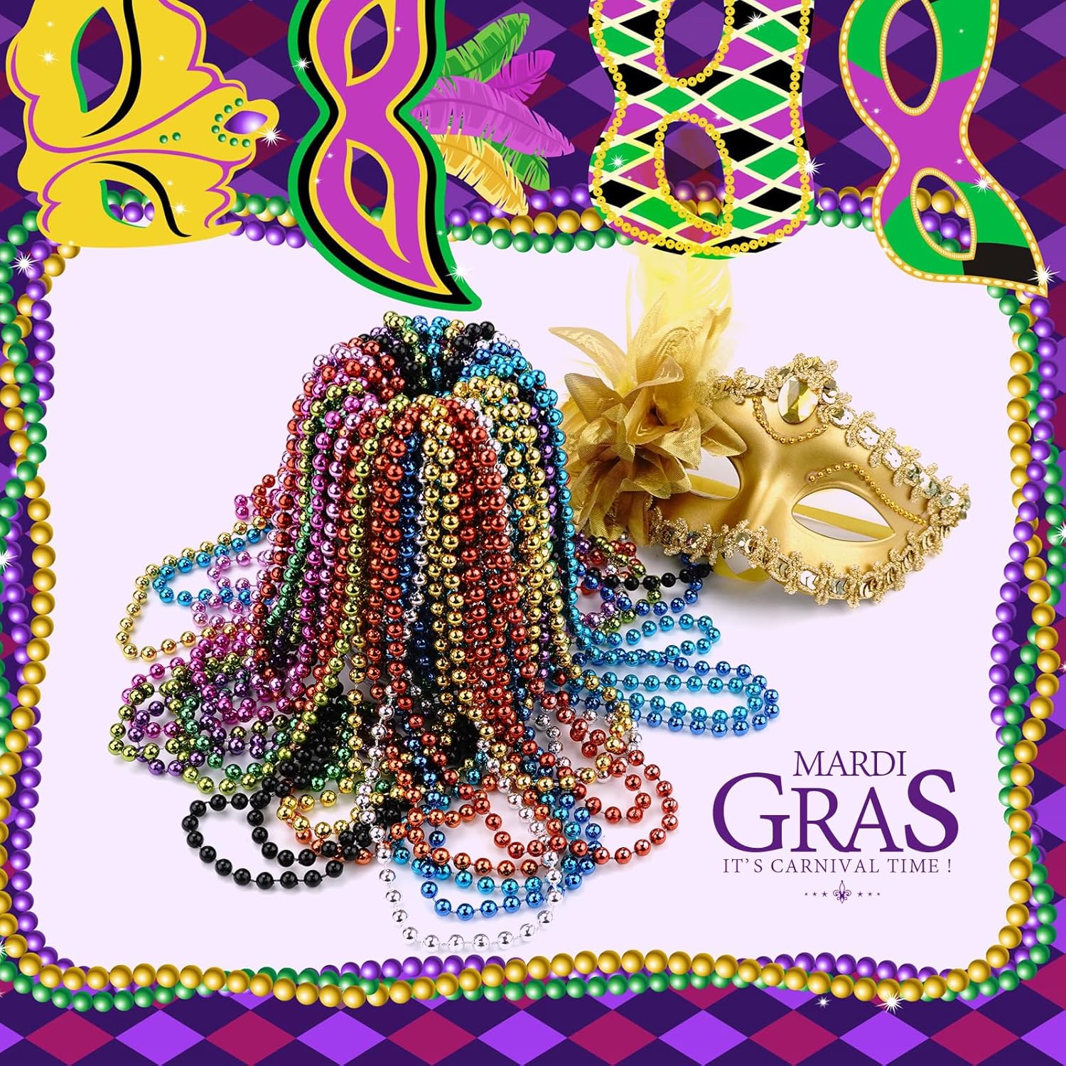 24 Pieces Mardi Gras Beaded Necklaces
