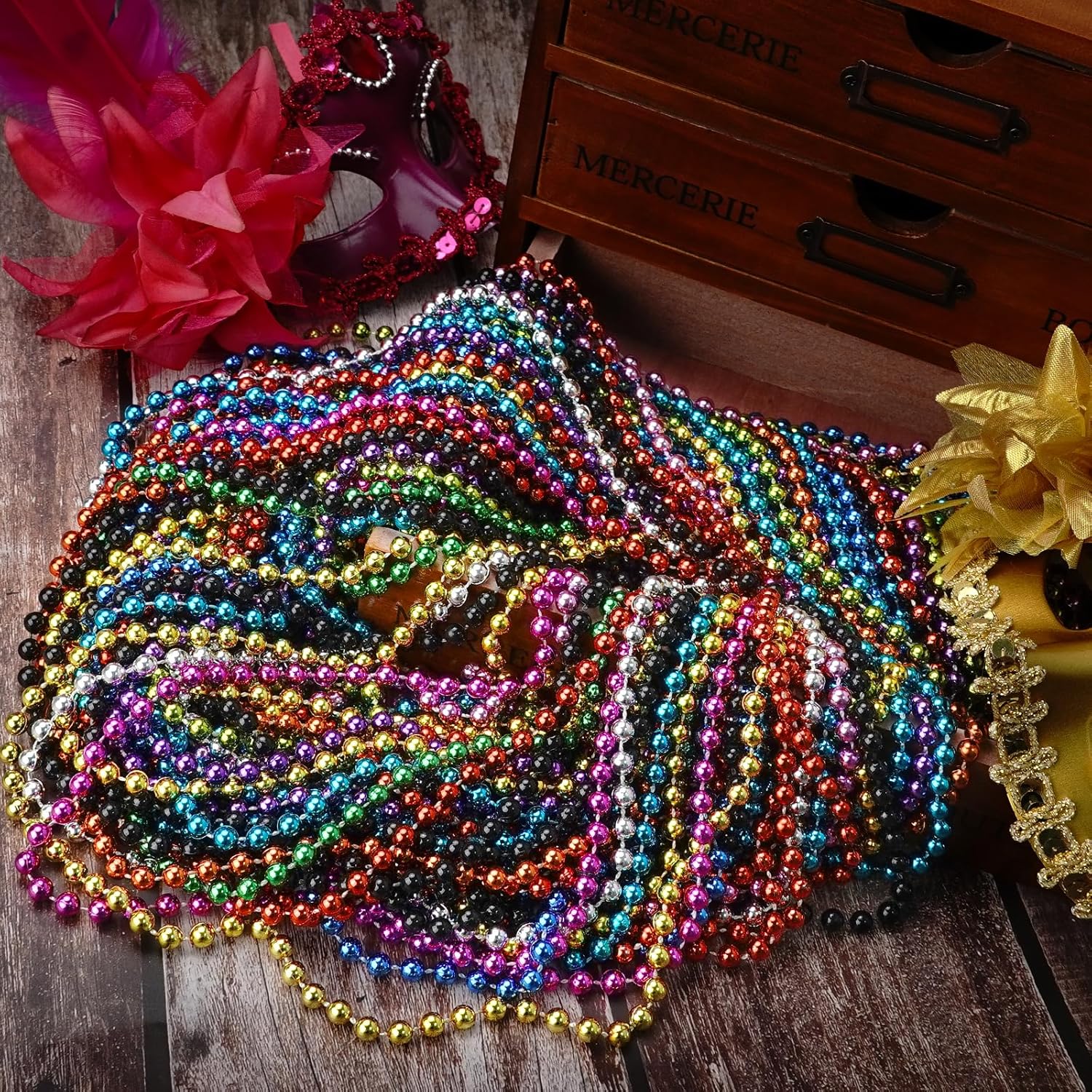 24 Pieces Mardi Gras Beaded Necklaces