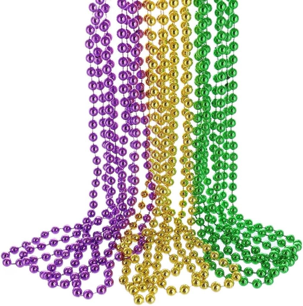 12 Pieces Mardi Gras Beads, Multi Color