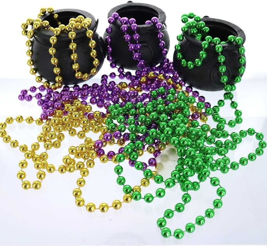 12 Pieces Mardi Gras Beads, Multi Color