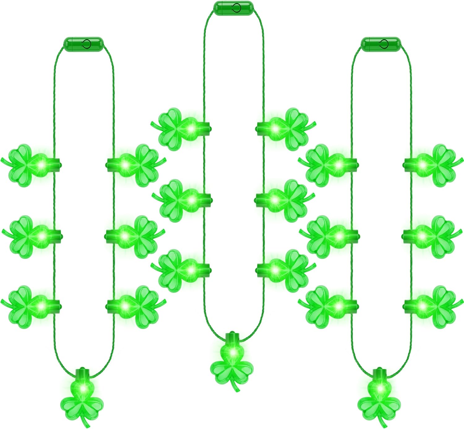 3 Pack Light Up St. Patrick's Day Necklace Accessories