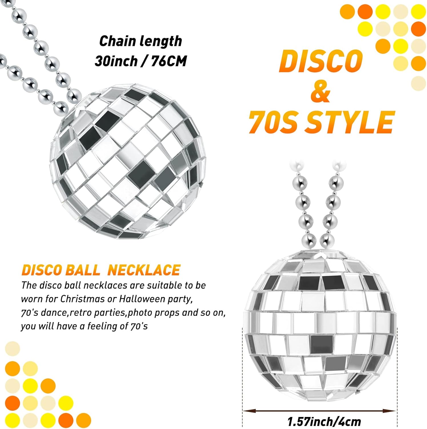 12 Pack Disco Ball Costume Necklace
