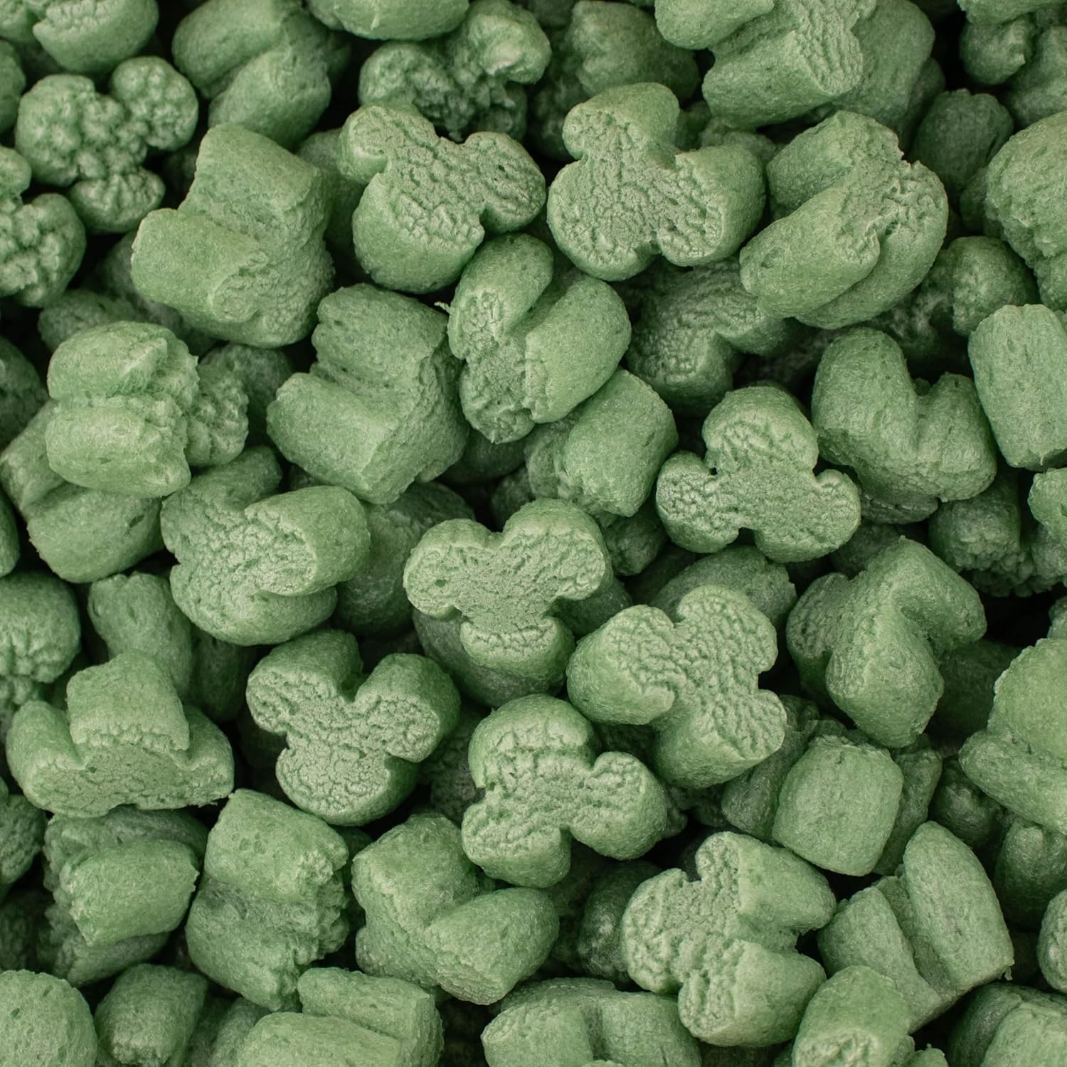 0.5 cu. ft. - Green clover shaped recycled anti-static packing peanuts - Compostable and biodegradable shipping pads - Dust and abrasion resistant - No void filler