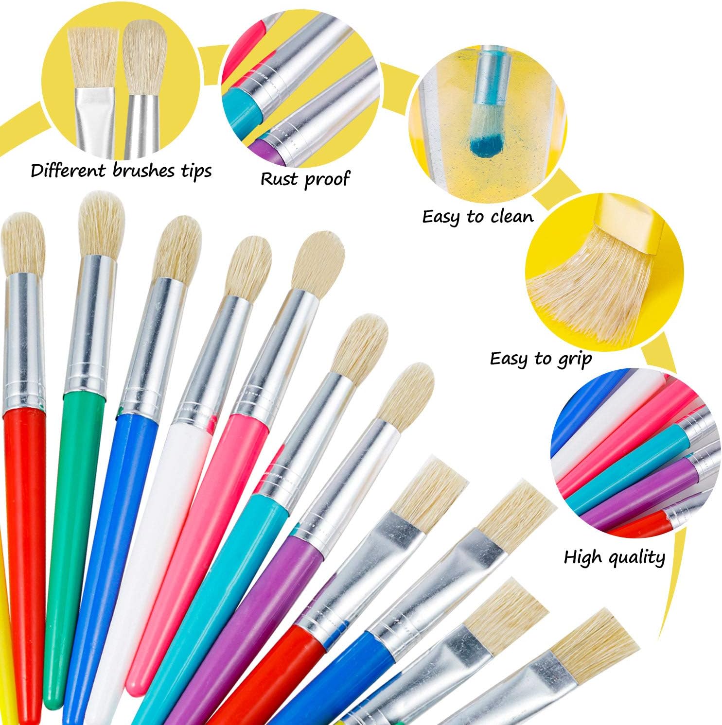 24 Pack Children's Paintbrushes Bulk