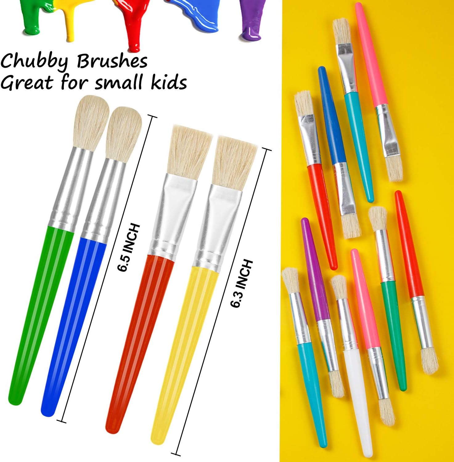 24 Pack Children's Paintbrushes Bulk