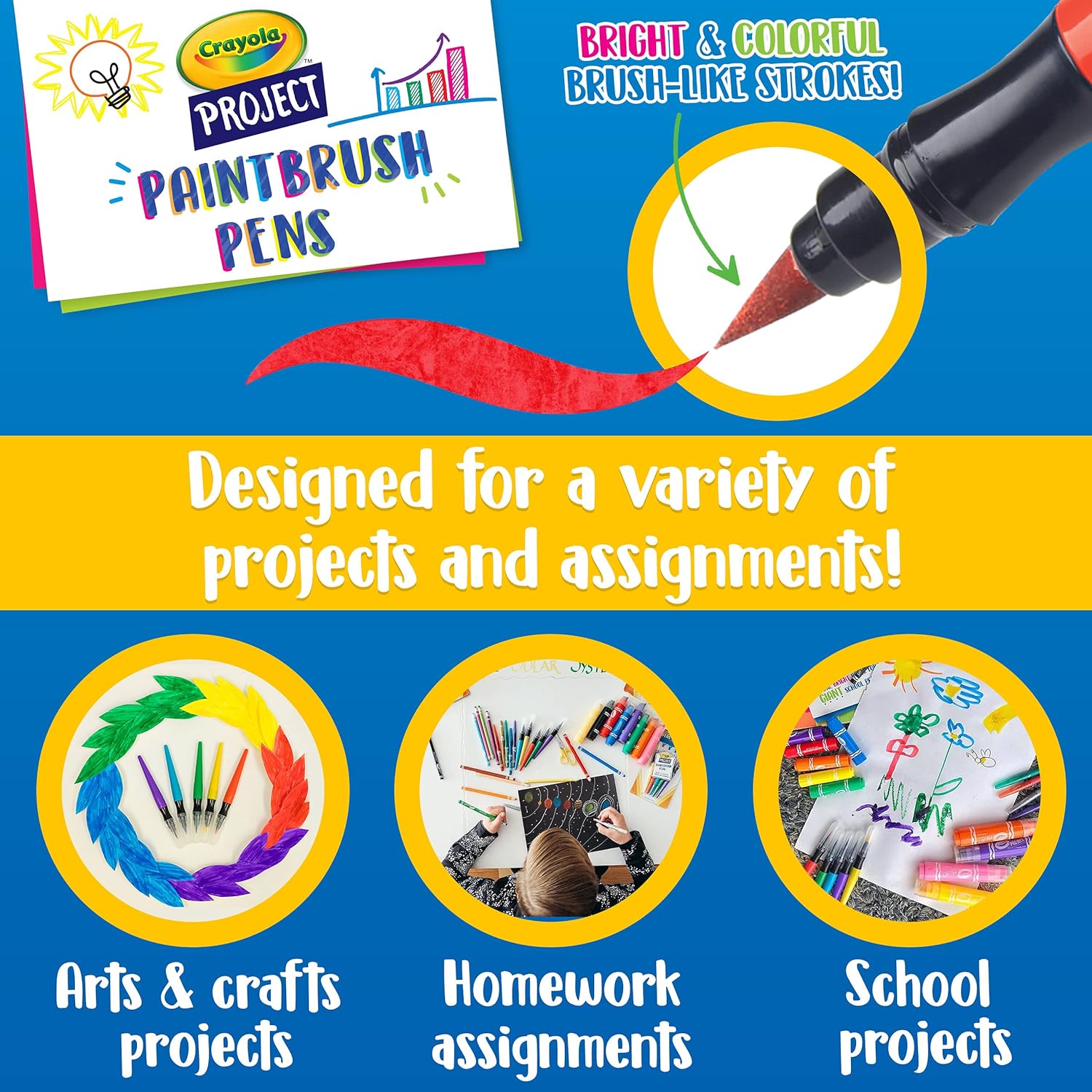 5's Crayola Washable Non-Drip Paint Brushes