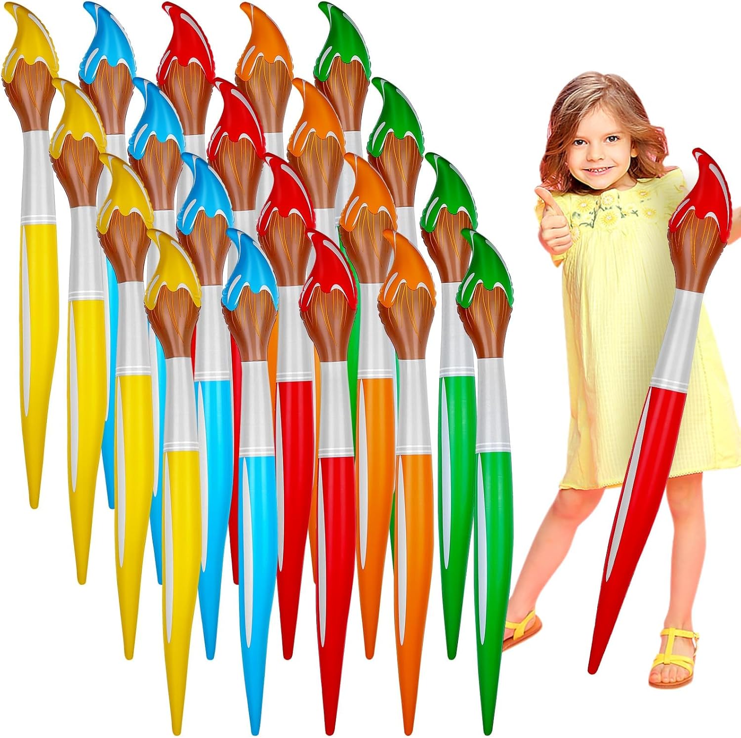 20 Pack Furbeko Jumbo Inflatable Paintbrush, 5 Colors