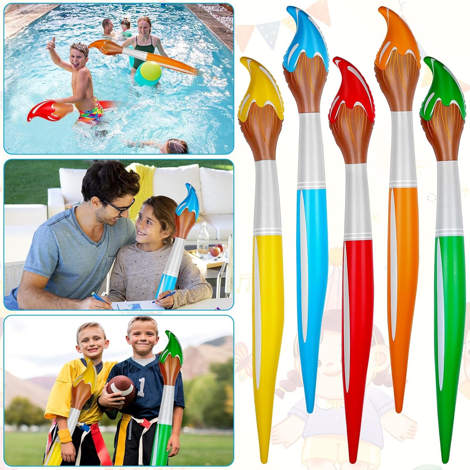 20 Pack Furbeko Jumbo Inflatable Paintbrush, 5 Colors