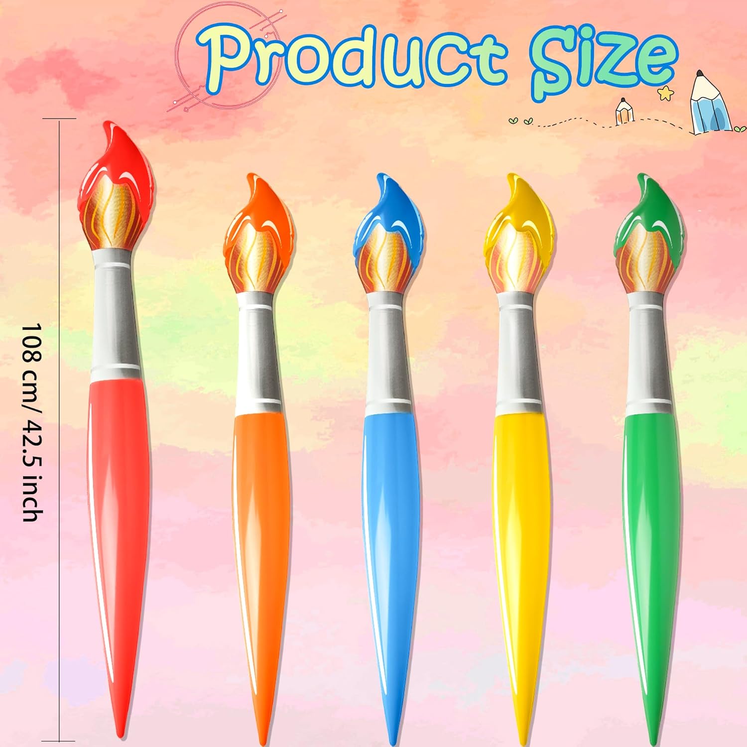 41" 10 Inflatable Paint Brushes, 5 Colors