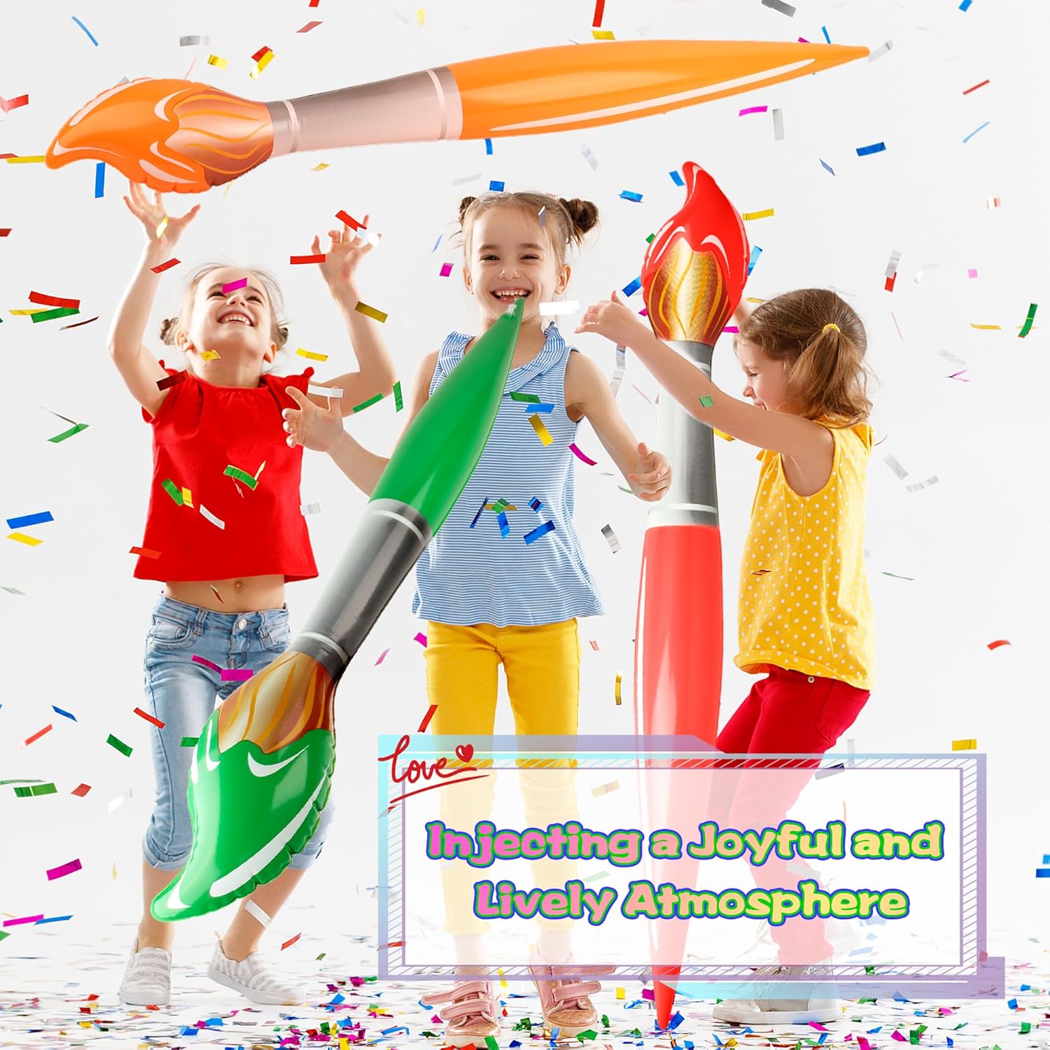 41" 10 Inflatable Paint Brushes, 5 Colors