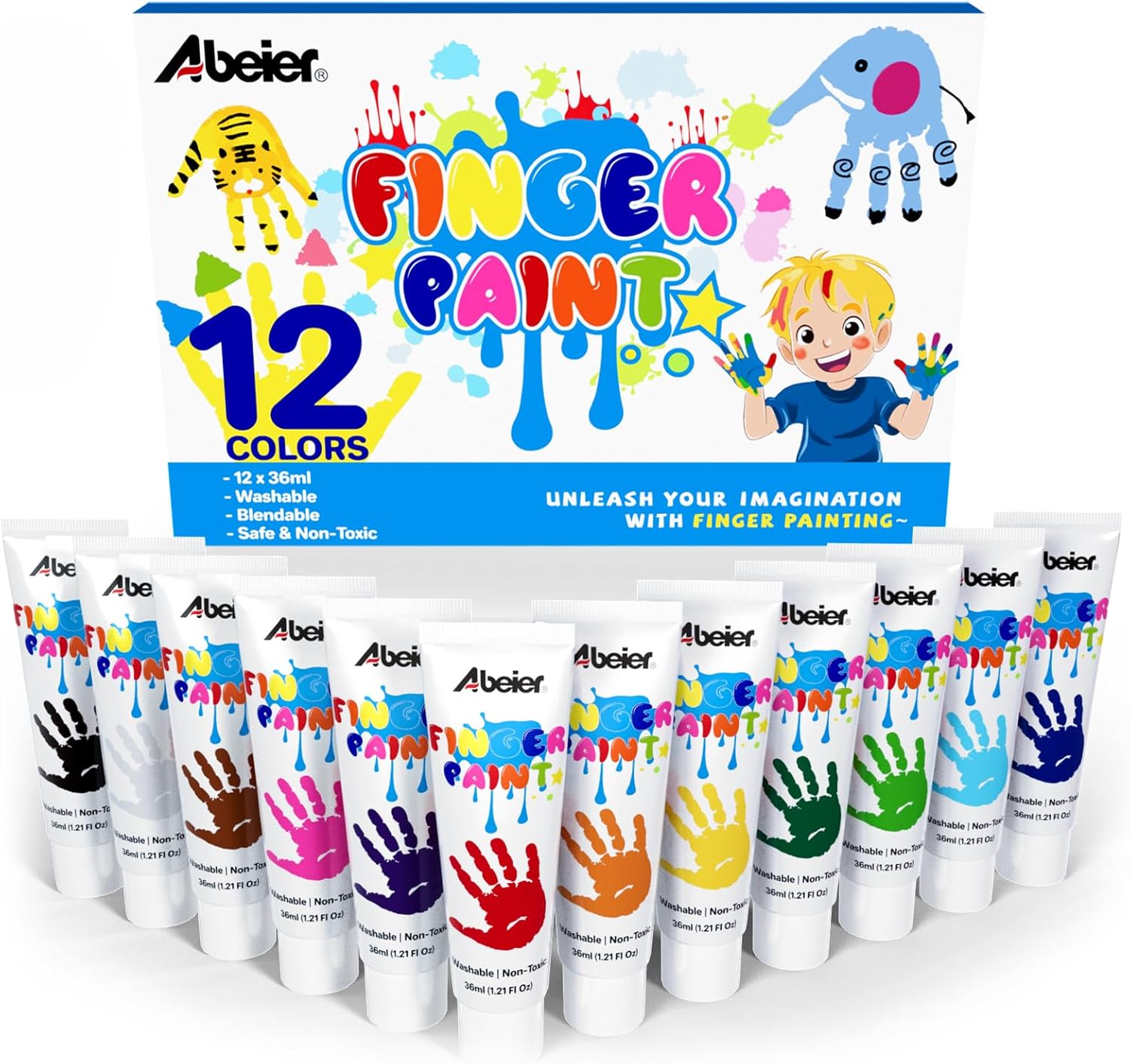 12 Colors Children's Washable Finger Paint