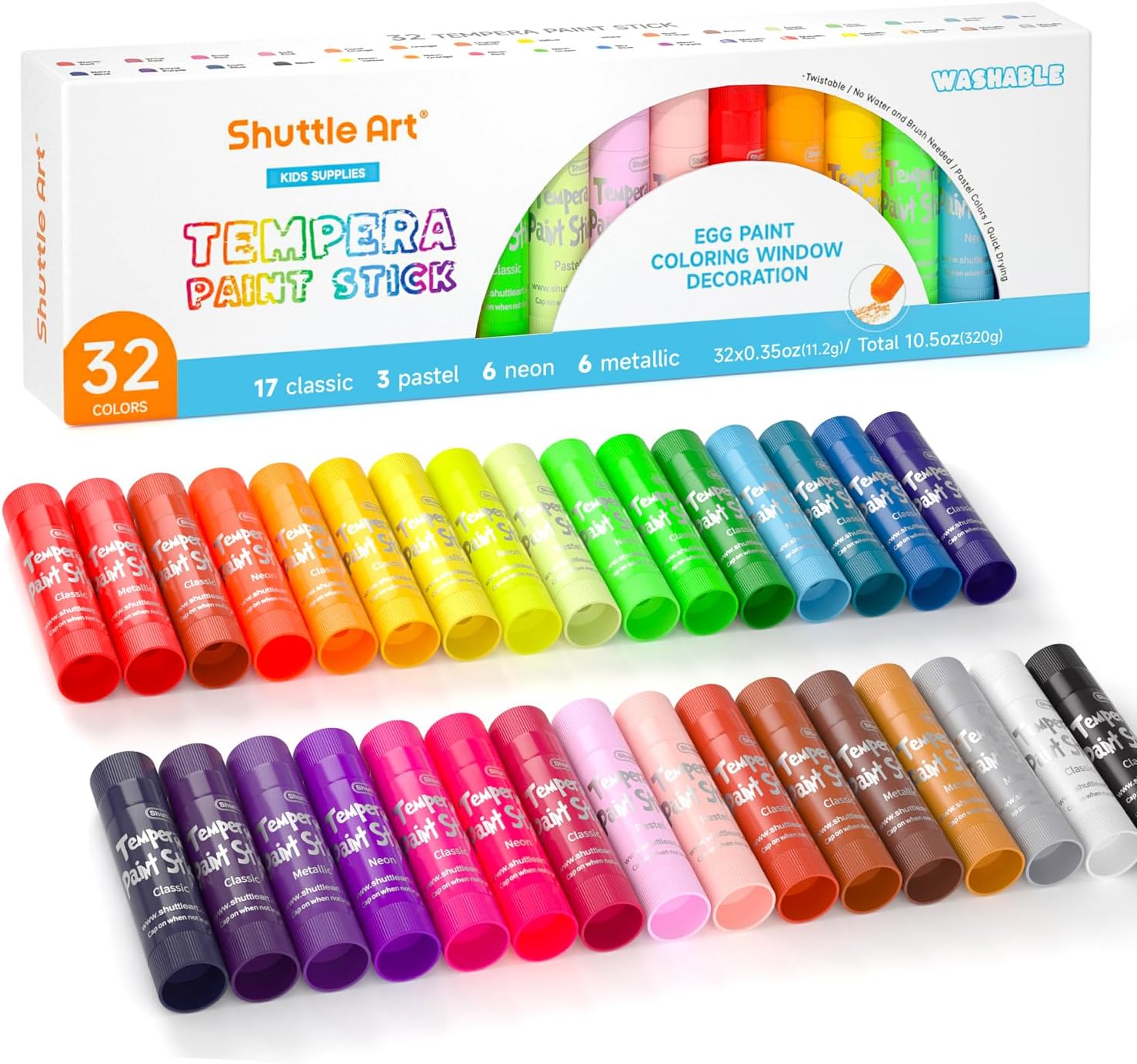 32 Colors Shuttle Art Tempera Paint Stick