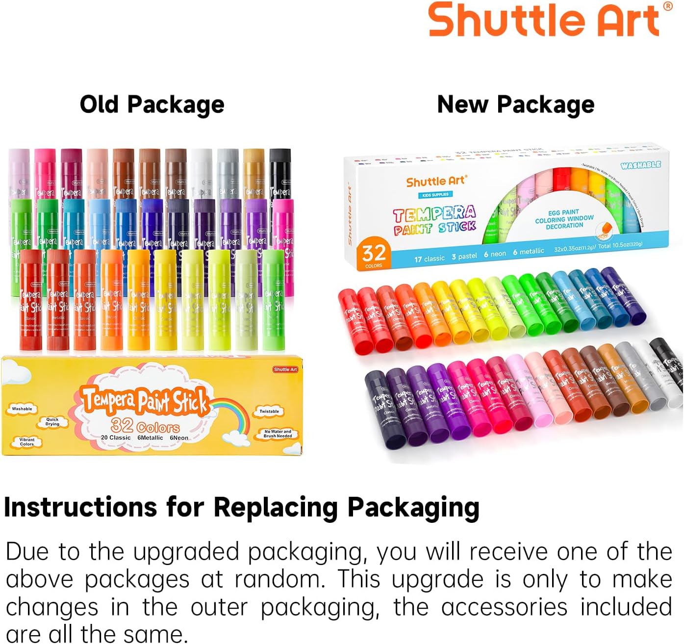 32 Colors Shuttle Art Tempera Paint Stick