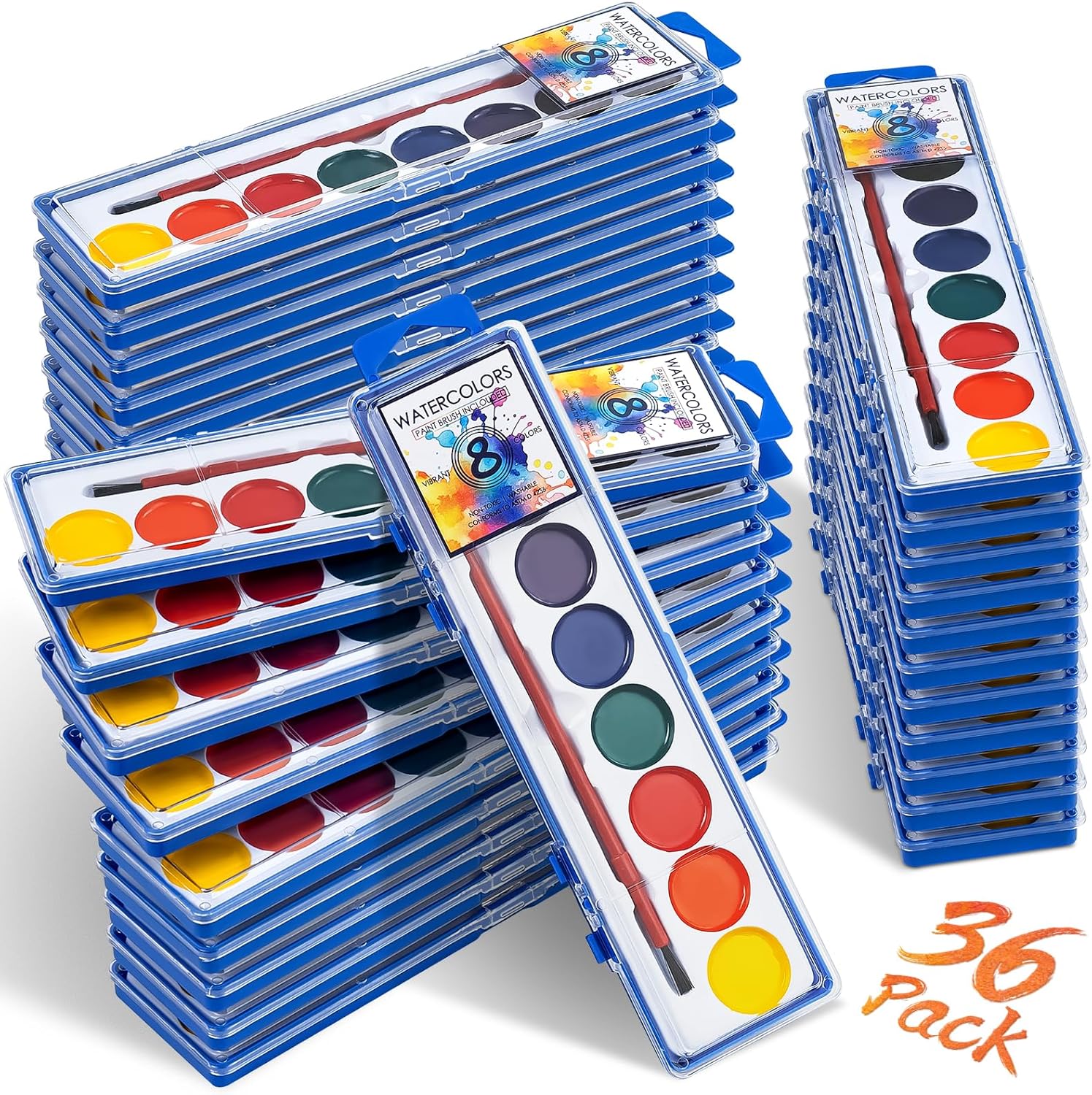 36 Pack Watercolor Paint Set, Kids Washable Paint