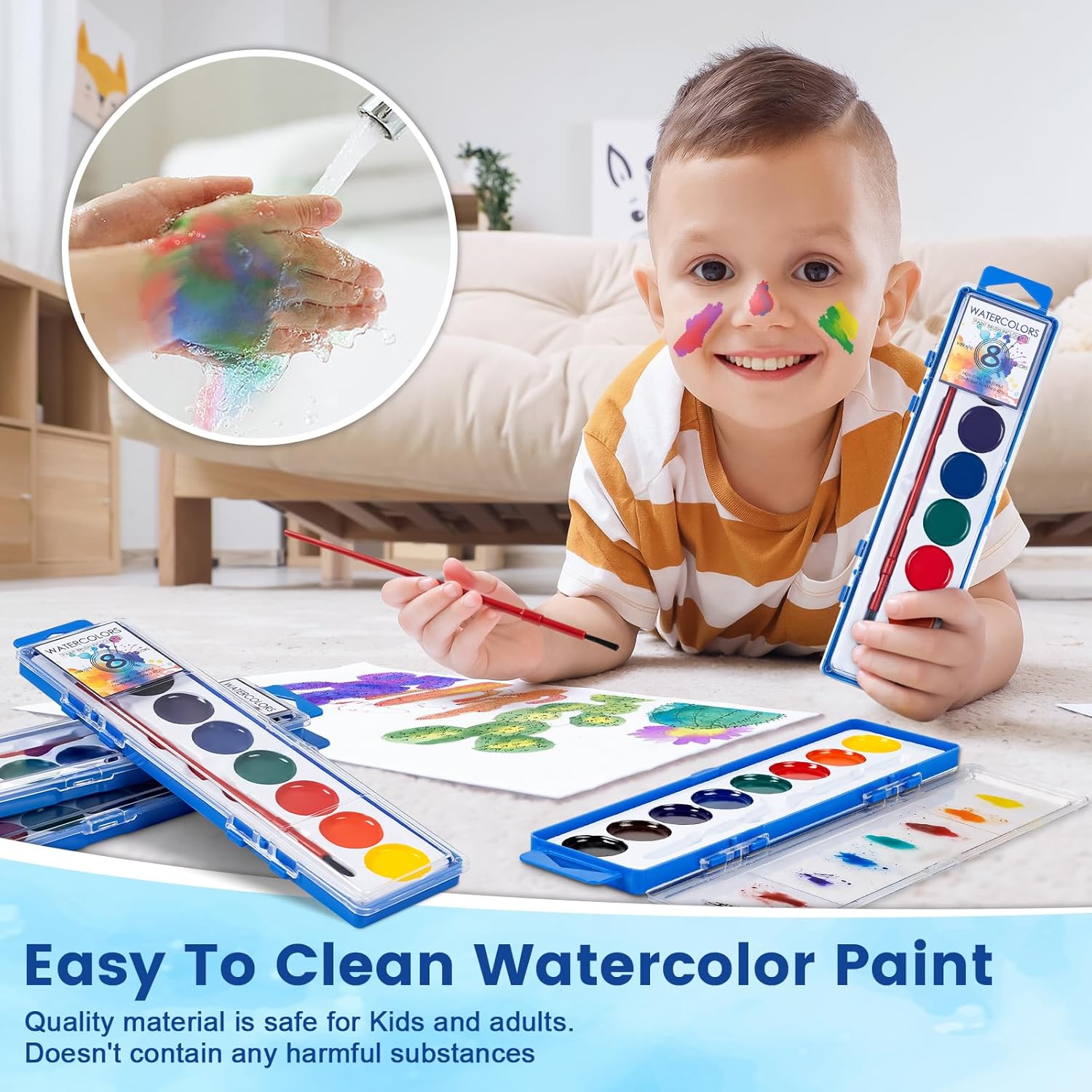 36 Pack Watercolor Paint Set, Kids Washable Paint