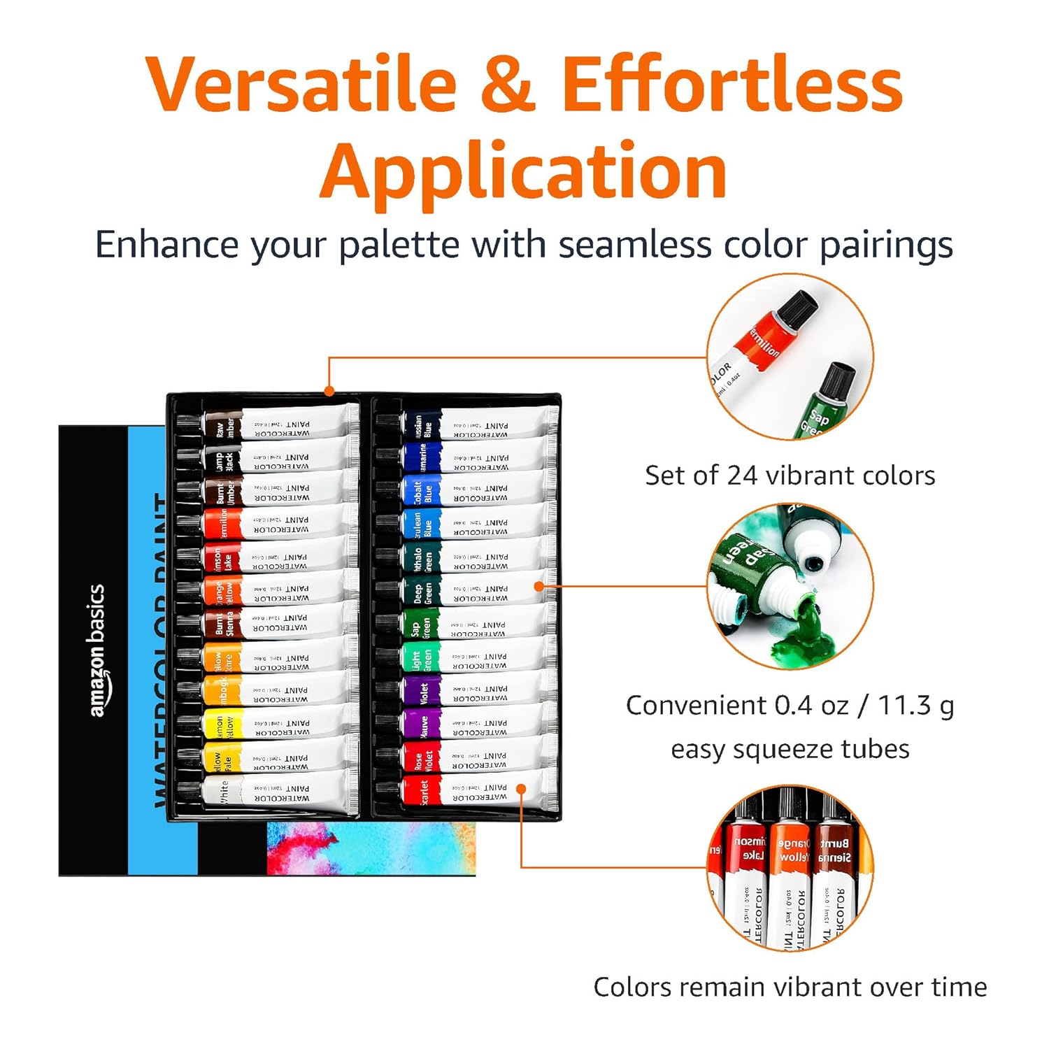 24 Colors Watercolor Paint Set Tubes