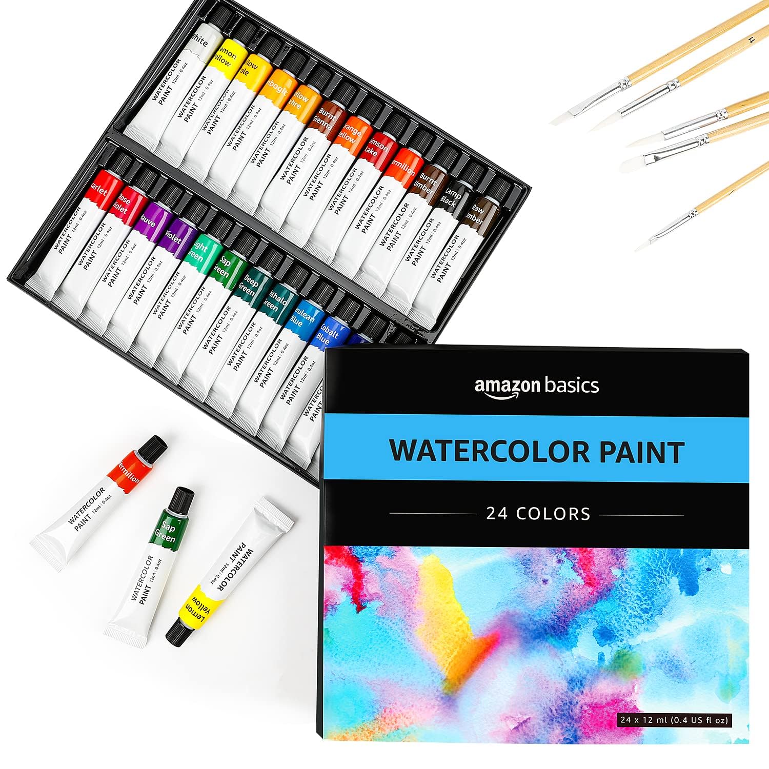 24 Colors Watercolor Paint Set Tubes