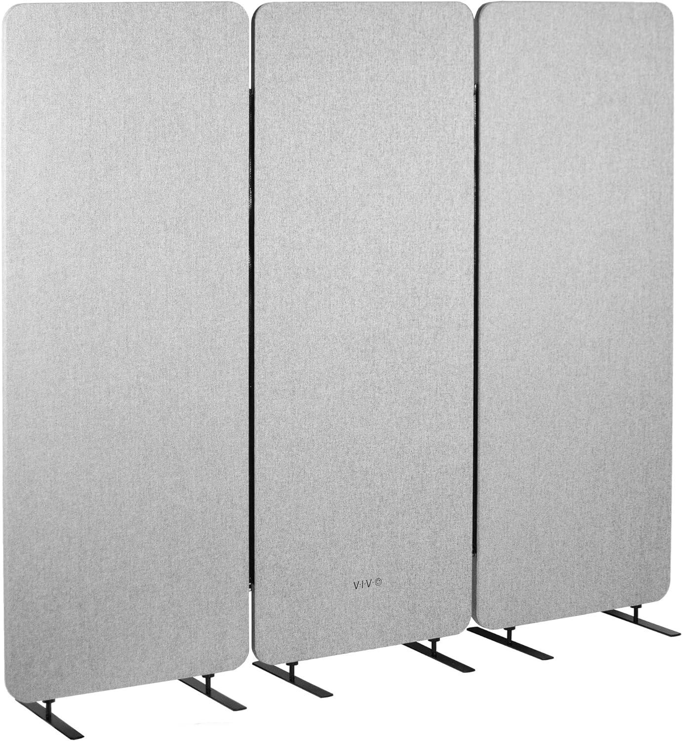 Freestanding 182.88 x 167.64 cm Privacy Panel, Cubicle Partition, Acoustic Wall Partition, x3 24" Panel, Gray, PP-3-T072G