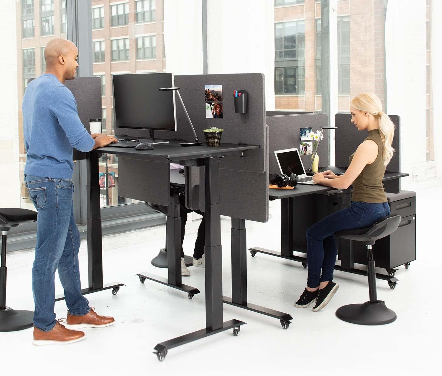 Stand Up Desk Store ReFocus Clip-On Acoustic Desk Divider Privacy Panel, Reduces Noise and Visual Distractions (Cool Gray, 59 in. X 23.6 in.)