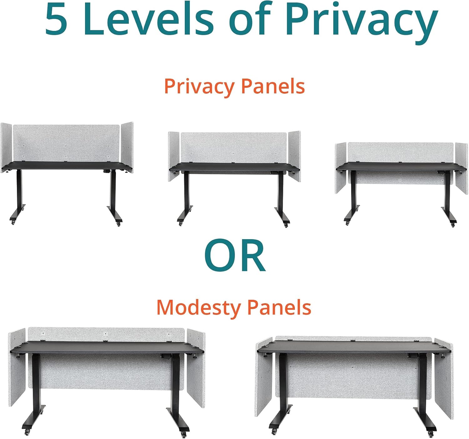 Stand Up Desk Store ReFocus Clip-On Acoustic Desk Divider Privacy Panel, Reduces Noise and Visual Distractions (Cool Gray, 59 in. X 23.6 in.)