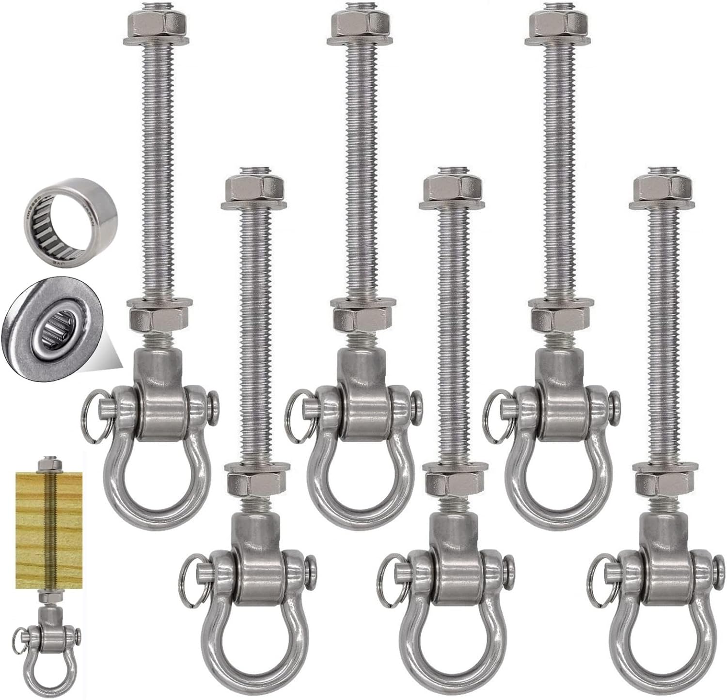6 Pack Permanent Rustproof Heavy Duty Swing Hooks
