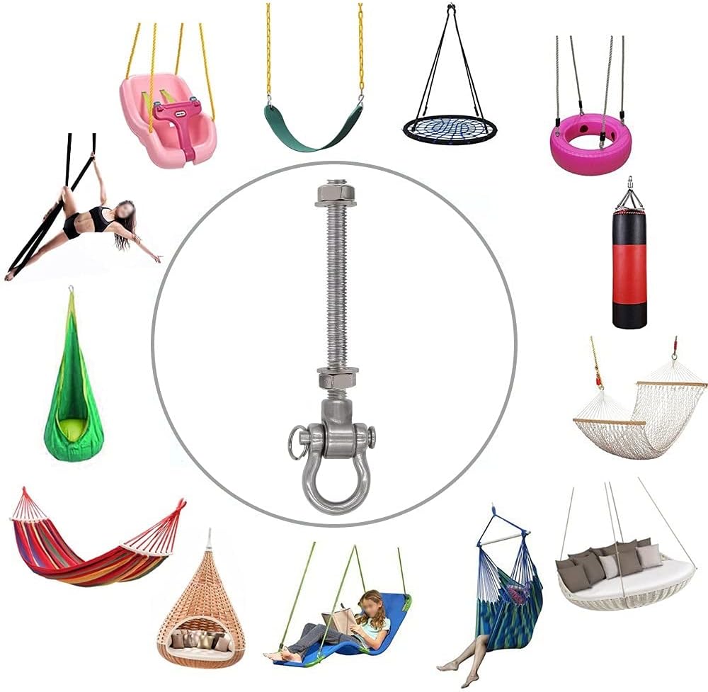6 Pack Permanent Rustproof Heavy Duty Swing Hooks