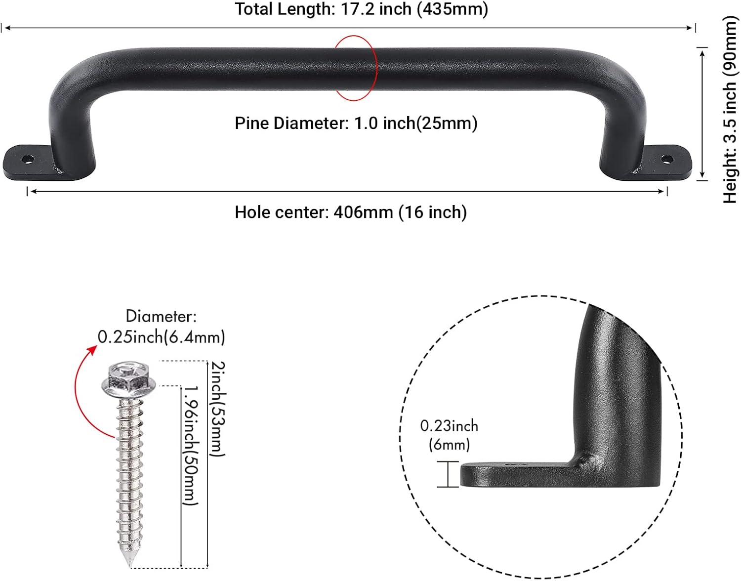 17" Black Safety Playground Handle