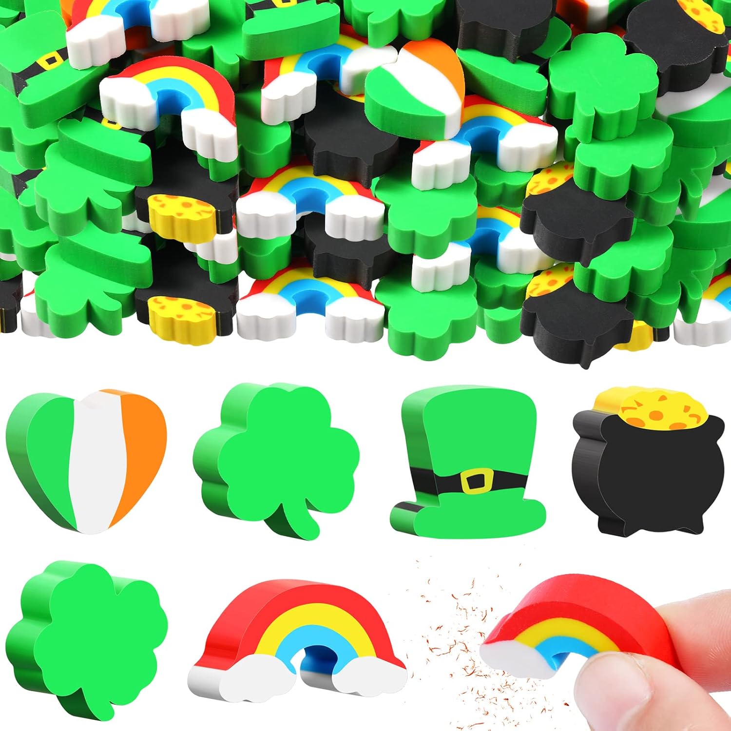 60 Pack St. Patrick's Kids Mini Erasers