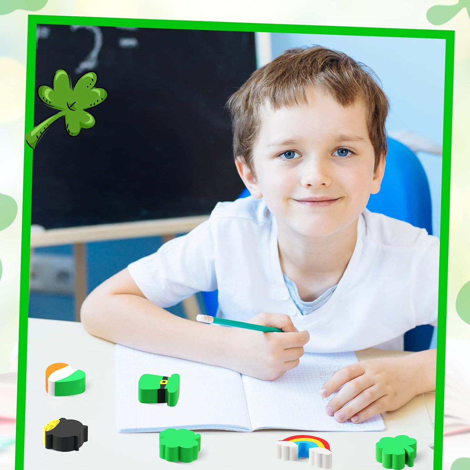 60 Pack St. Patrick's Kids Mini Erasers