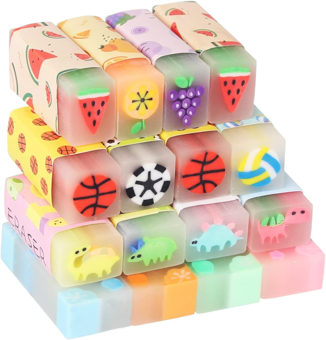 16 Pack Cute Kids Erasers Bulk